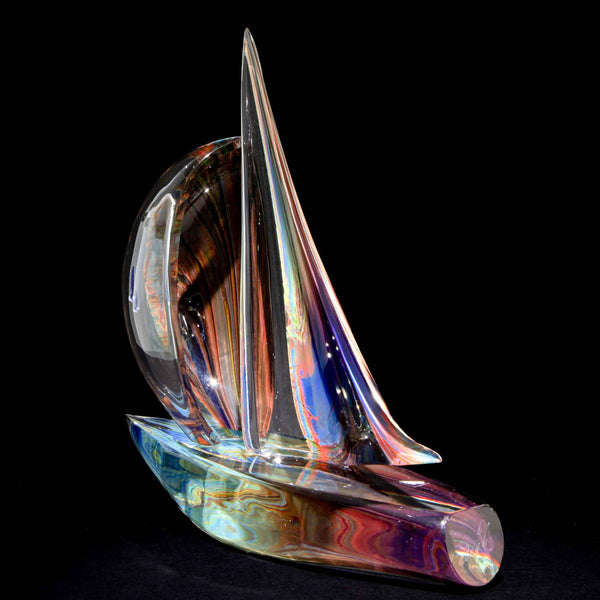 Abstract Resin Glass sailboats