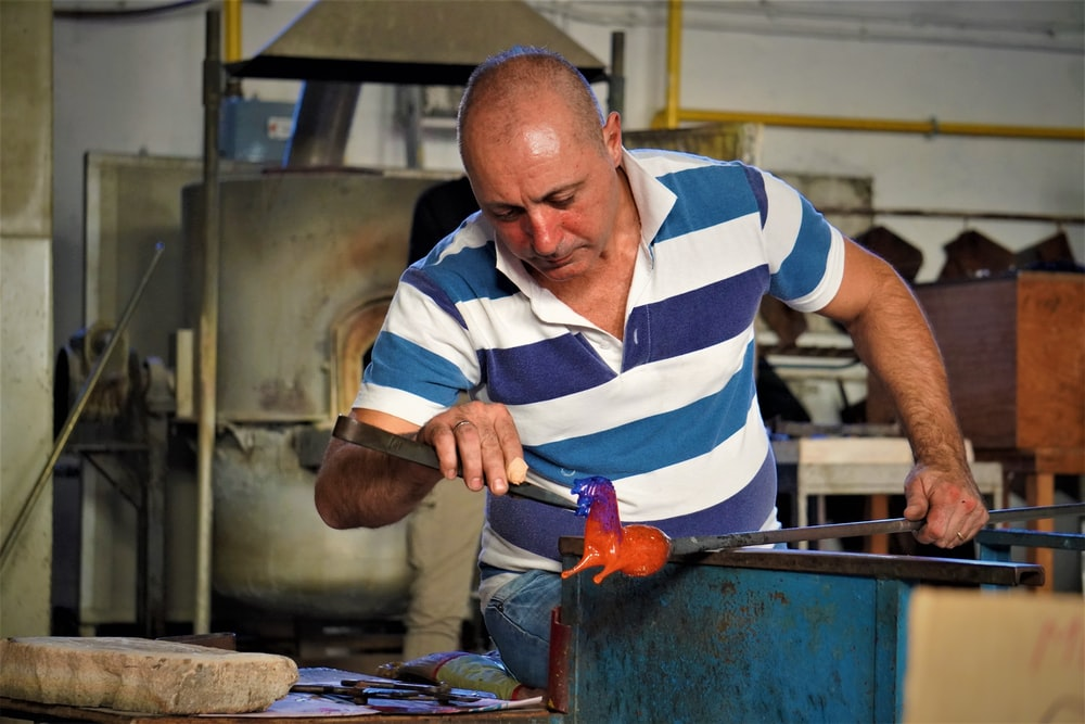 Murano Glass Master creating a piece of art