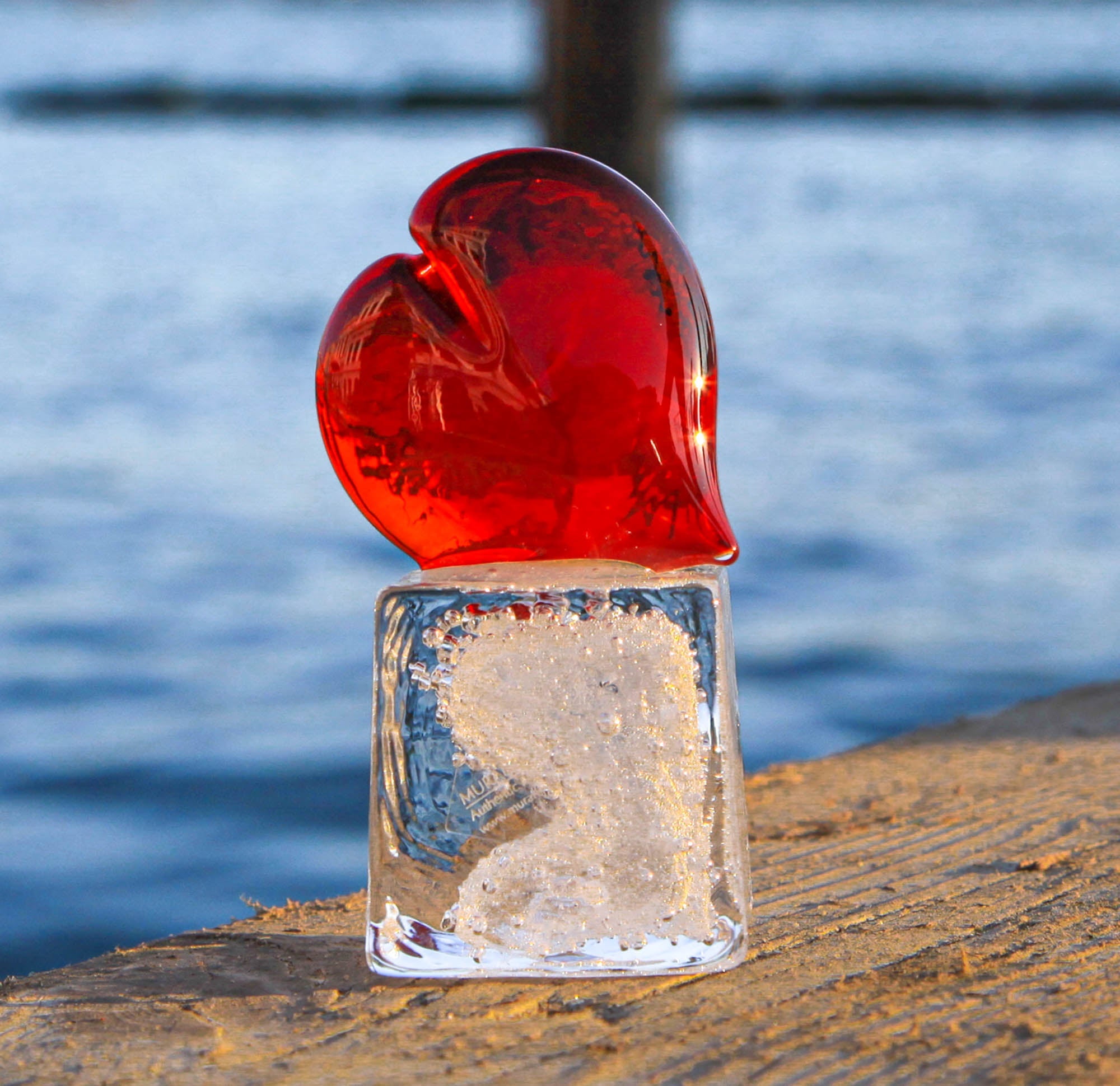 Bomboniera in vetro - Cuore su cubetto di ghiaccio