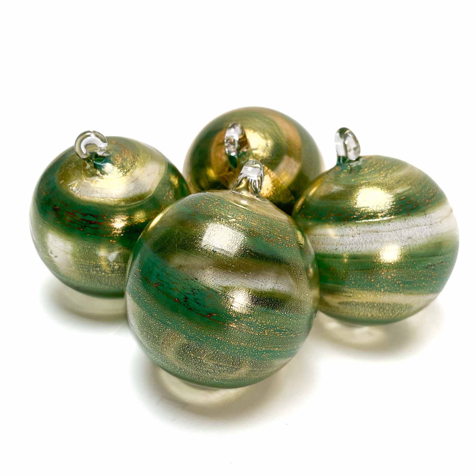 Pack of 10 Christmas balls mixed colours with gift box handmade in Murano glass, a perfect Christmas tree ornament with orders gift box