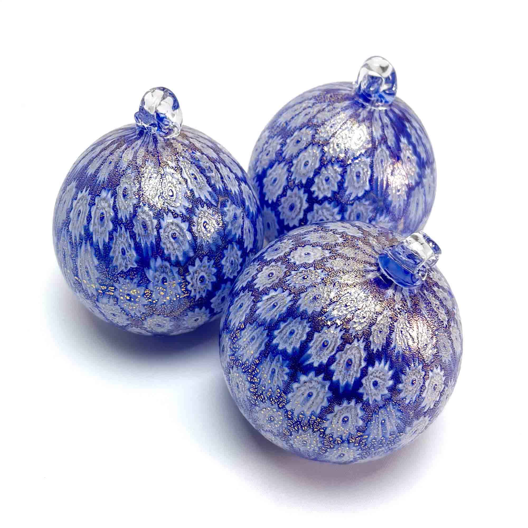 Christmas Glass bauble - Murrina blue