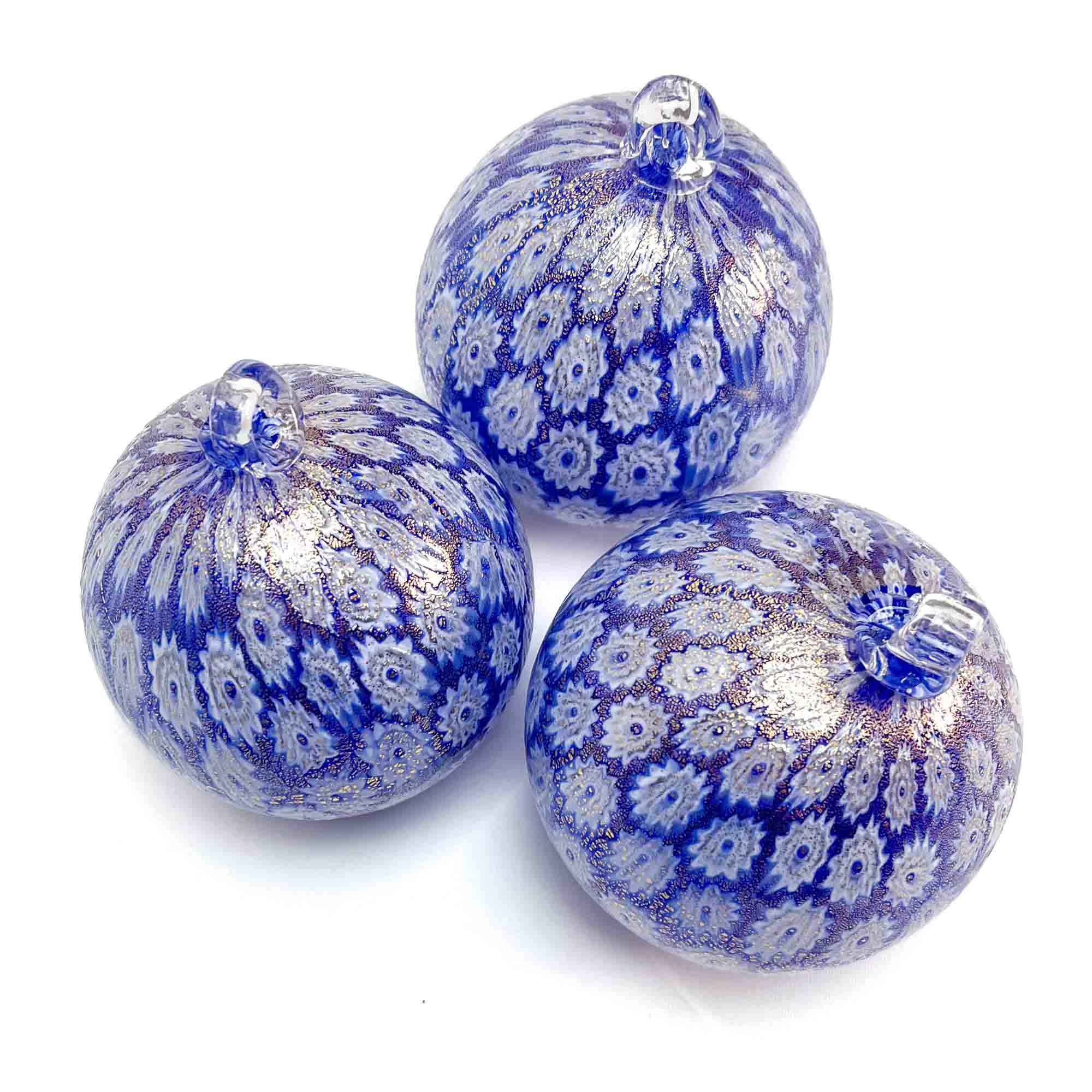 Christmas Glass bauble - Murrina blue