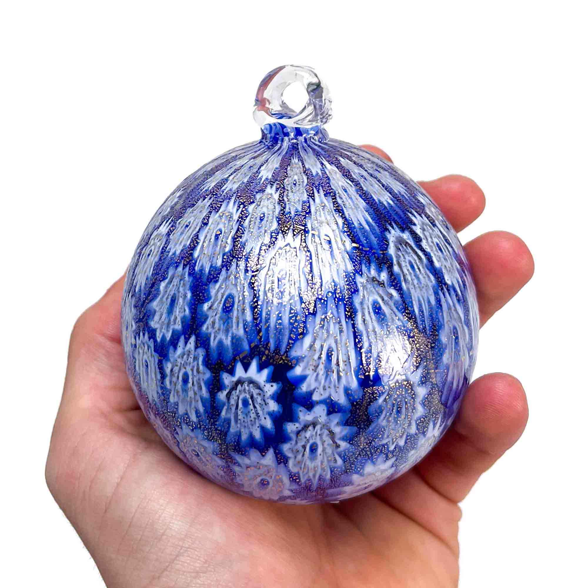 Christmas Glass bauble - Murrina blue