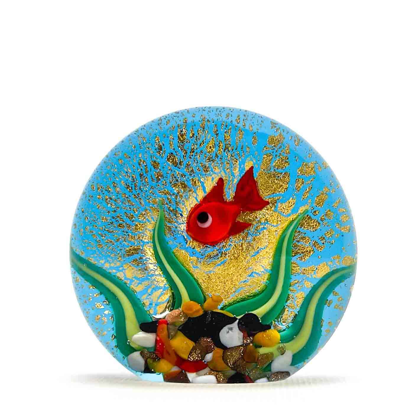 Aquarium Paperweight with Gold Leaf