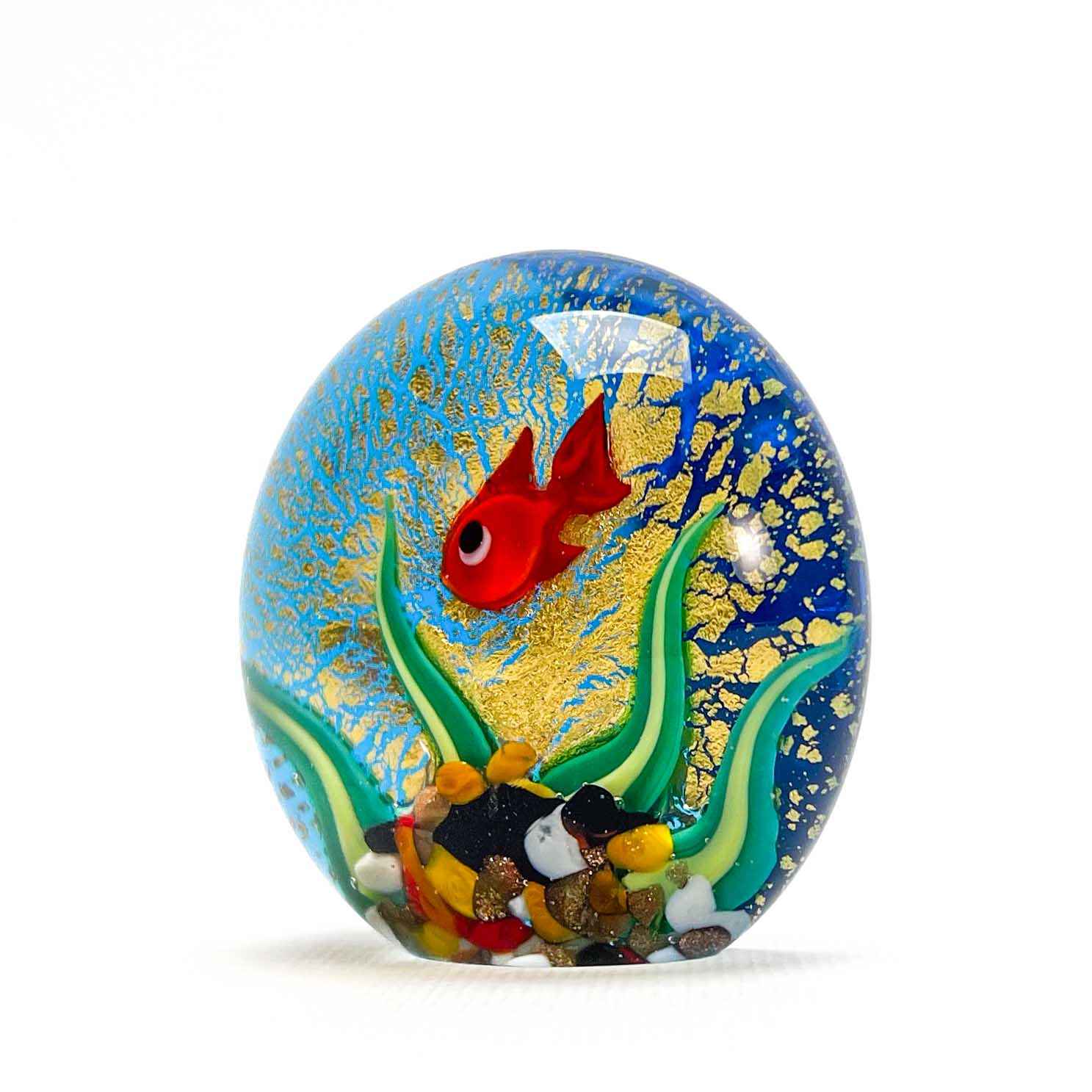 Aquarium Paperweight with Gold Leaf