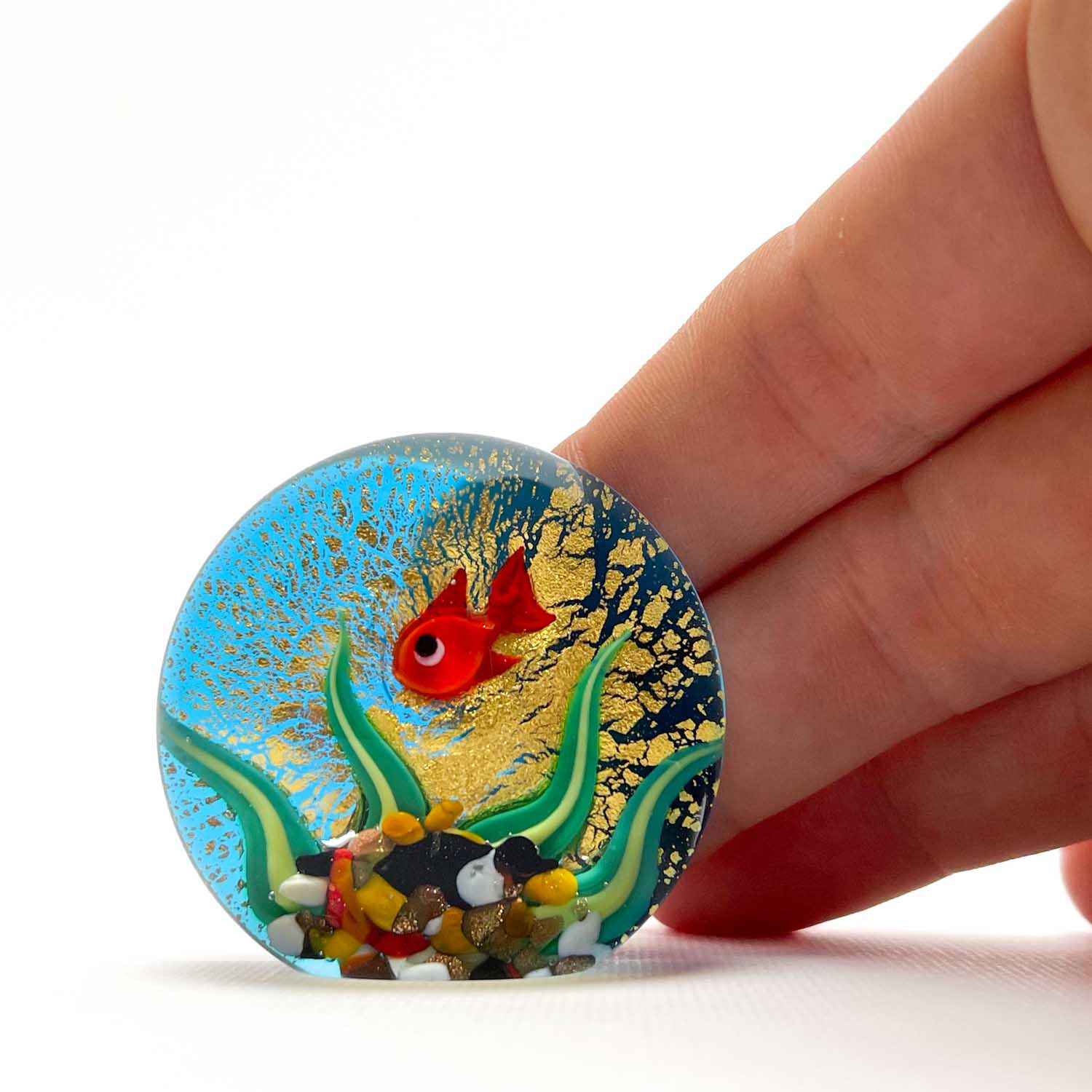 Aquarium Paperweight with Gold Leaf