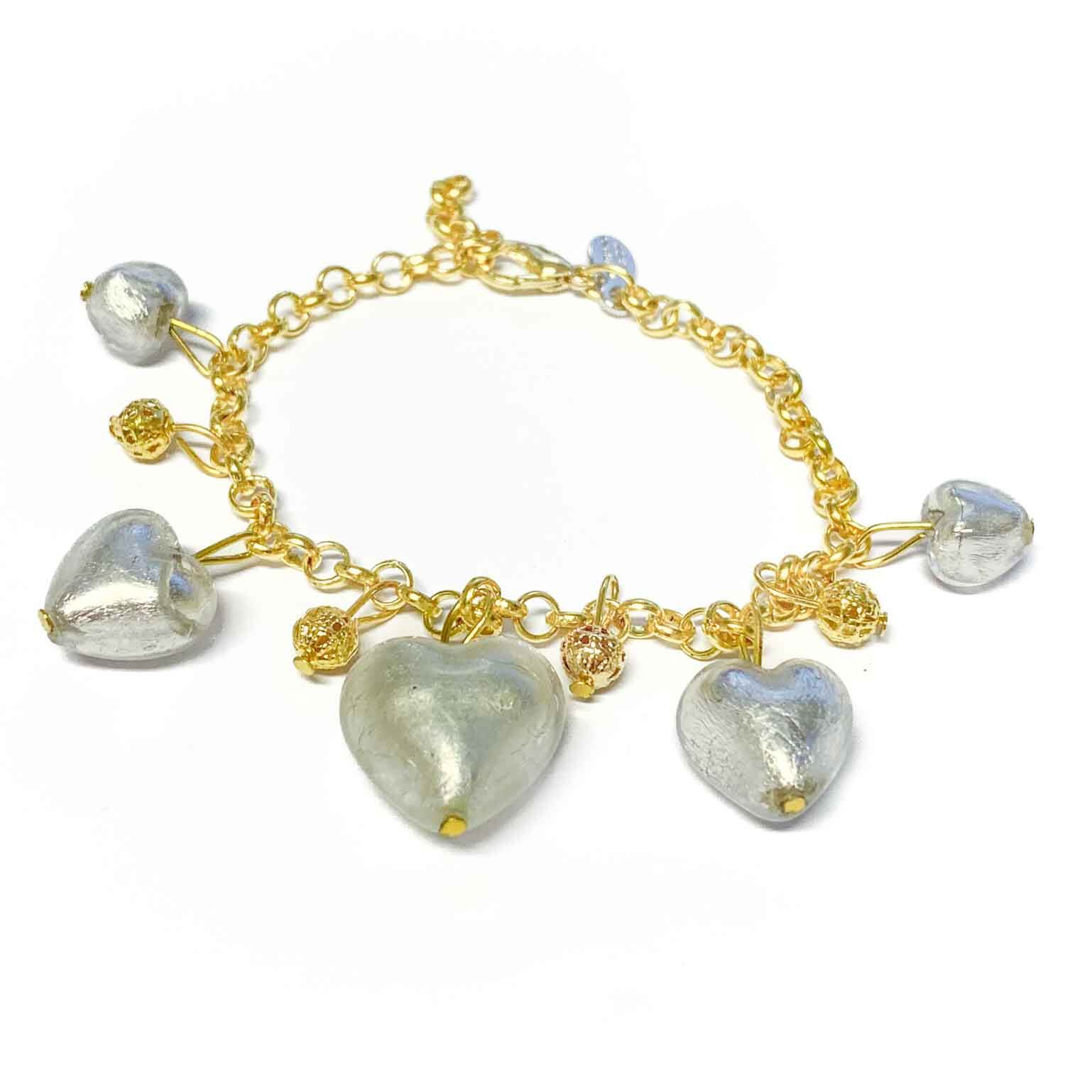 Bracelet with hearts - silver