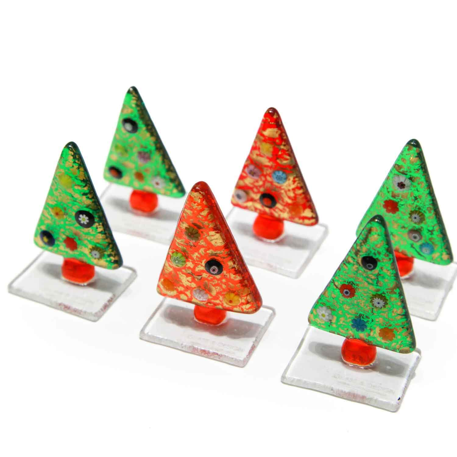 Set di 6 alberi di Natale in vetro - segnaposto