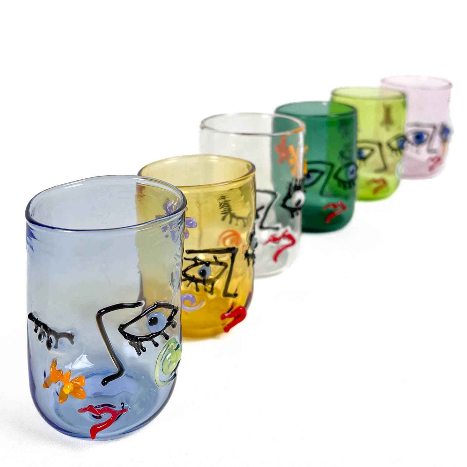 Picasso shot glasses, set of six - Murano Glass