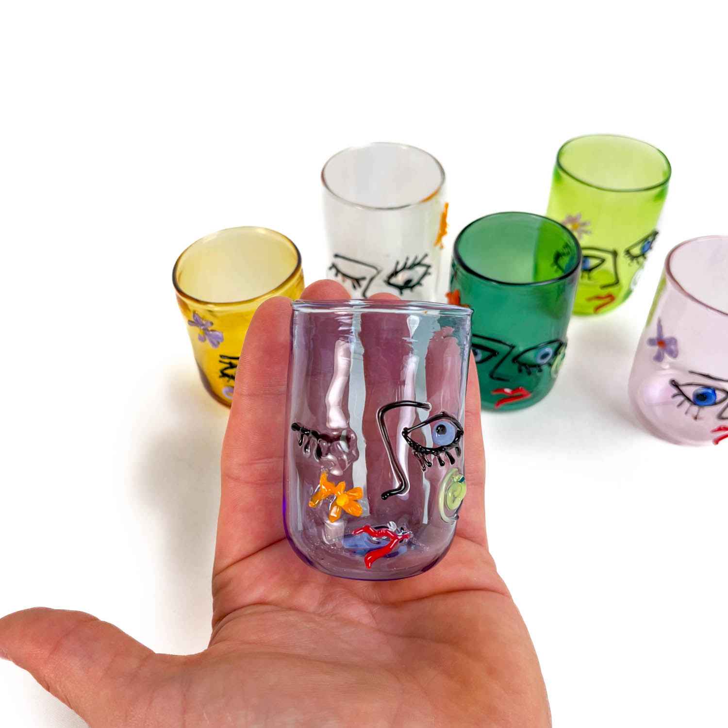 Picasso shot glasses, set of six - Murano Glass