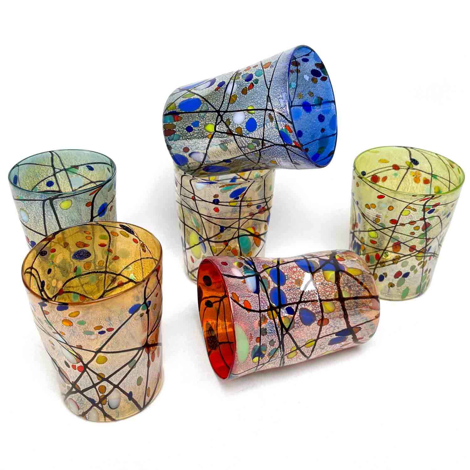 Kandinskji - Inspired Murano Glass set of six Drinkware