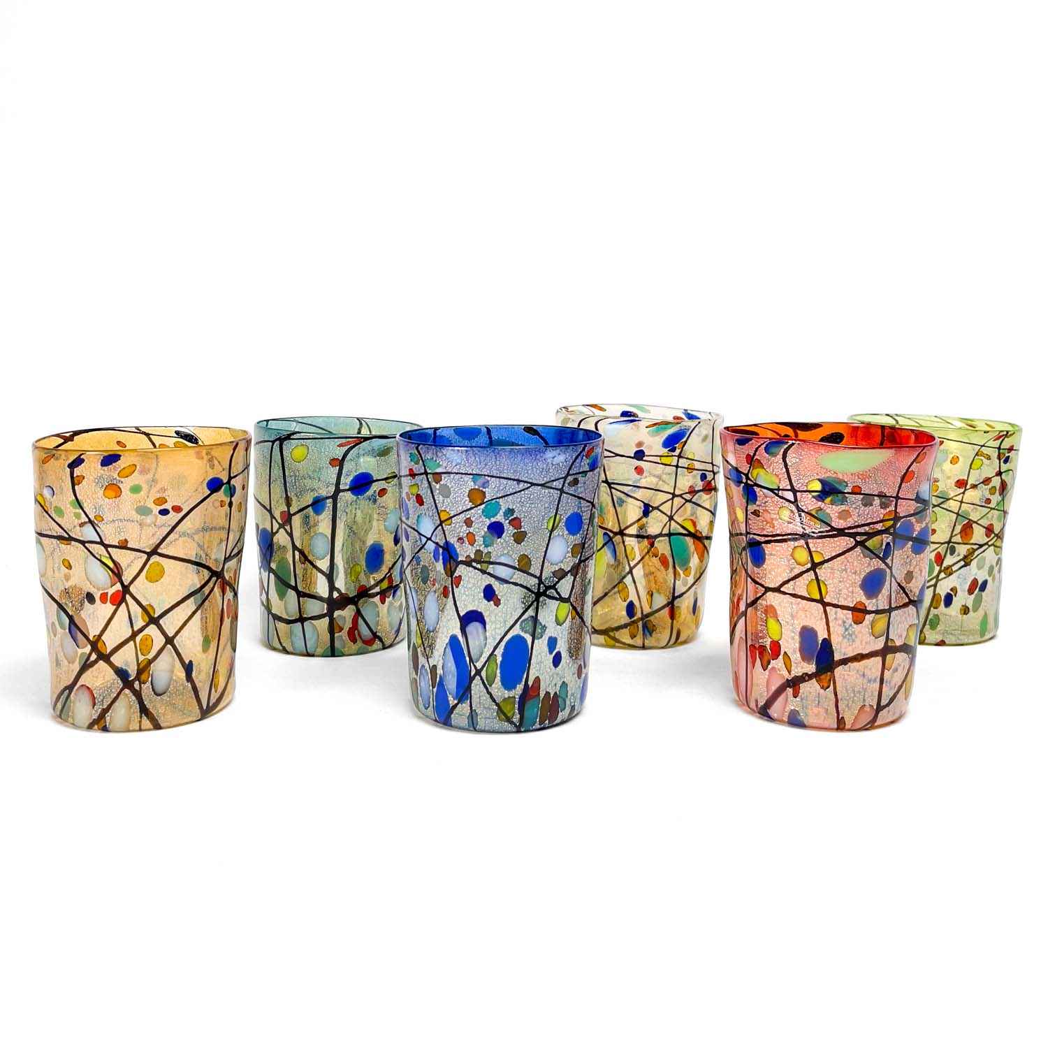 Kandinskji - Inspired Murano Glass set of six Drinkware