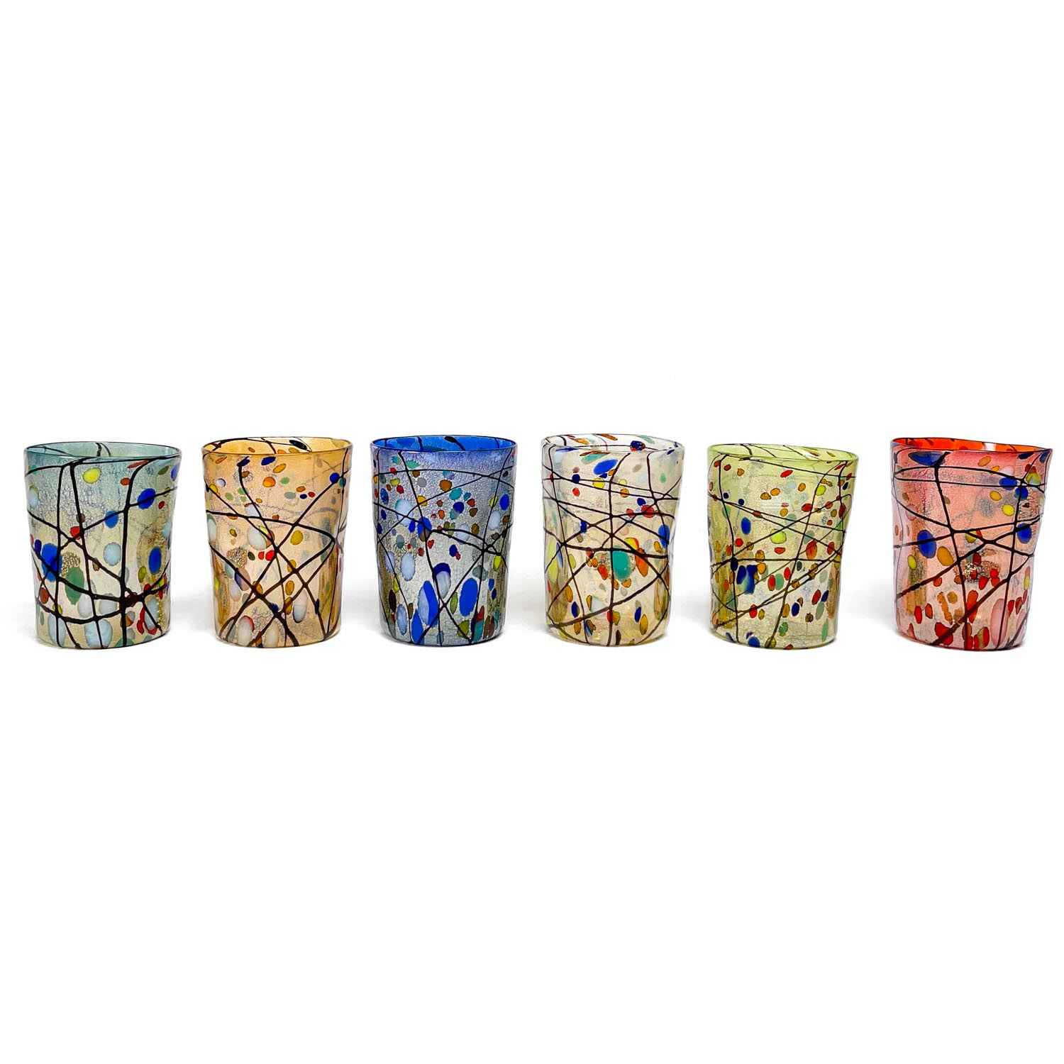 Kandinskji - Inspired Murano Glass set of six Drinkware