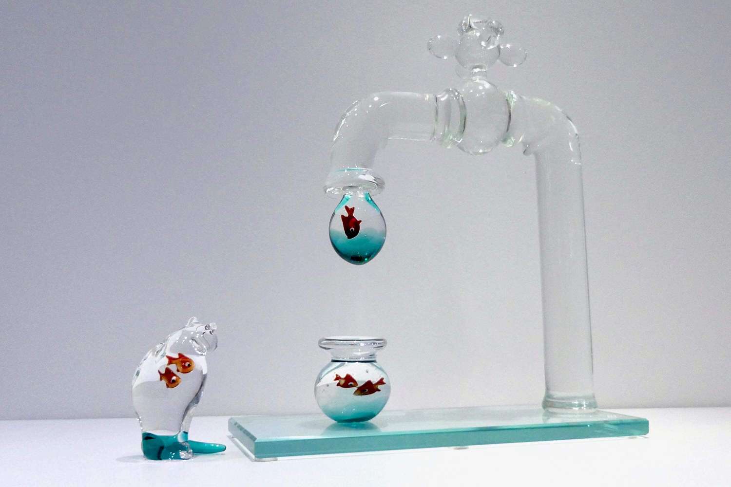 Set Cat, Fishbowl and Faucet Big Size - Murano Glass