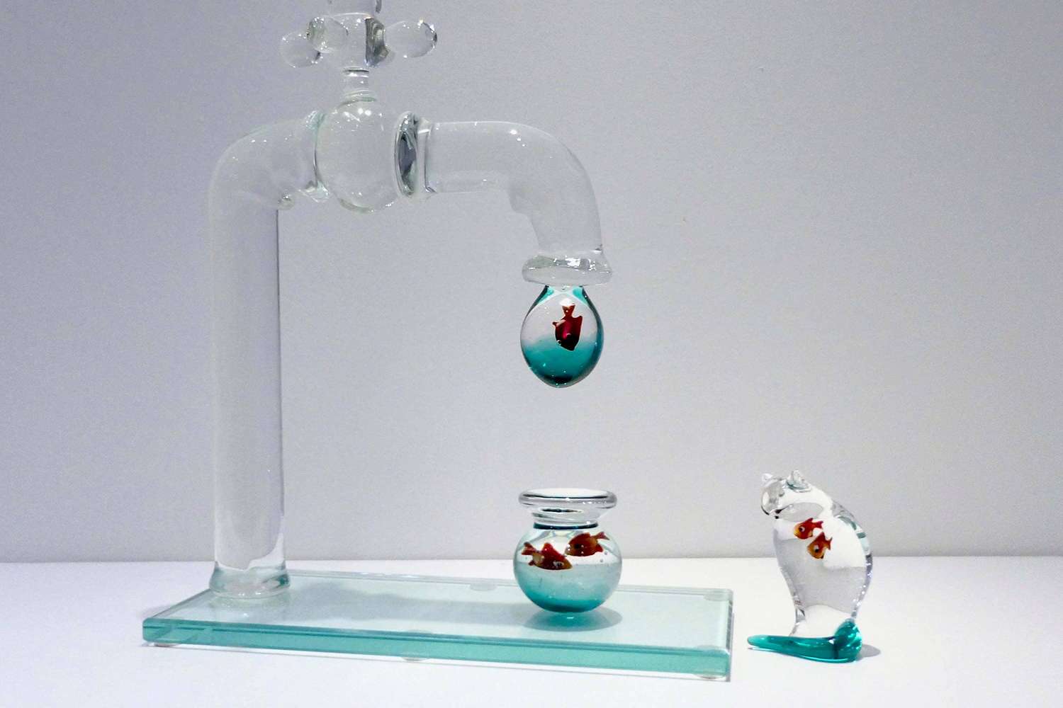 Set Cat, Fishbowl and Faucet Big Size - Murano Glass