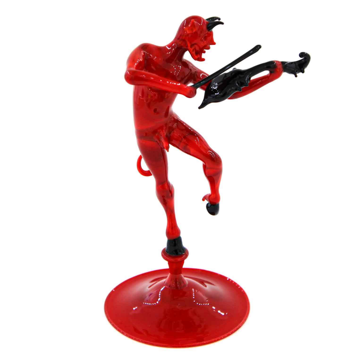 Diable rouge avec violon - verre de Murano