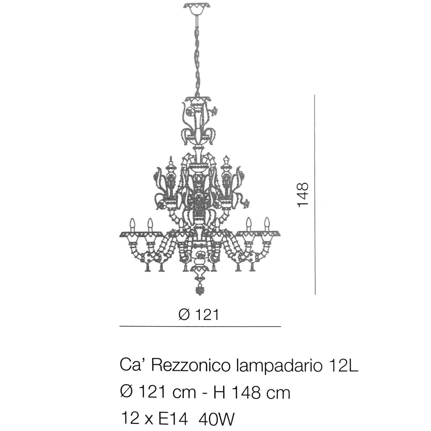 Lampadario Rezzonico a 12 luci