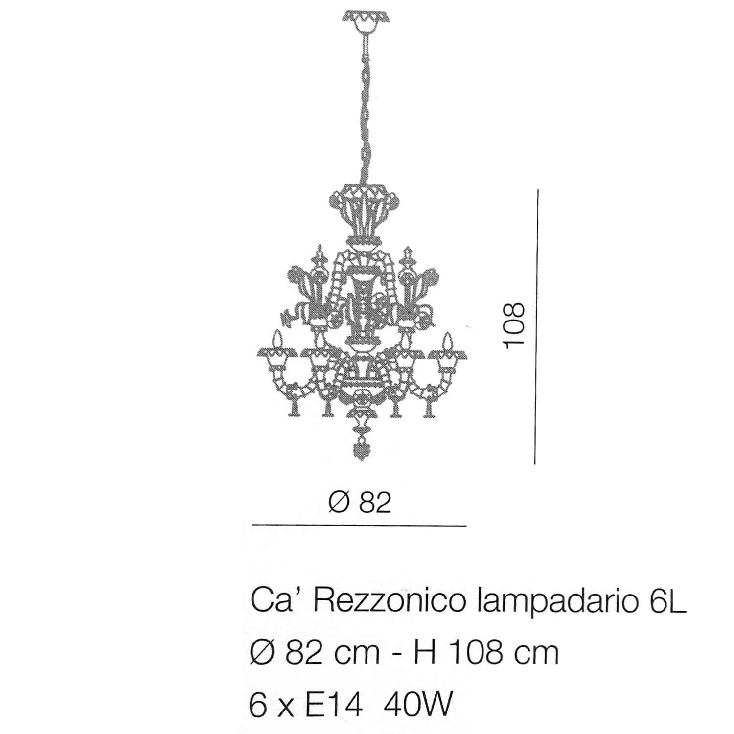 Lampadario Rezzonico a 6 luci