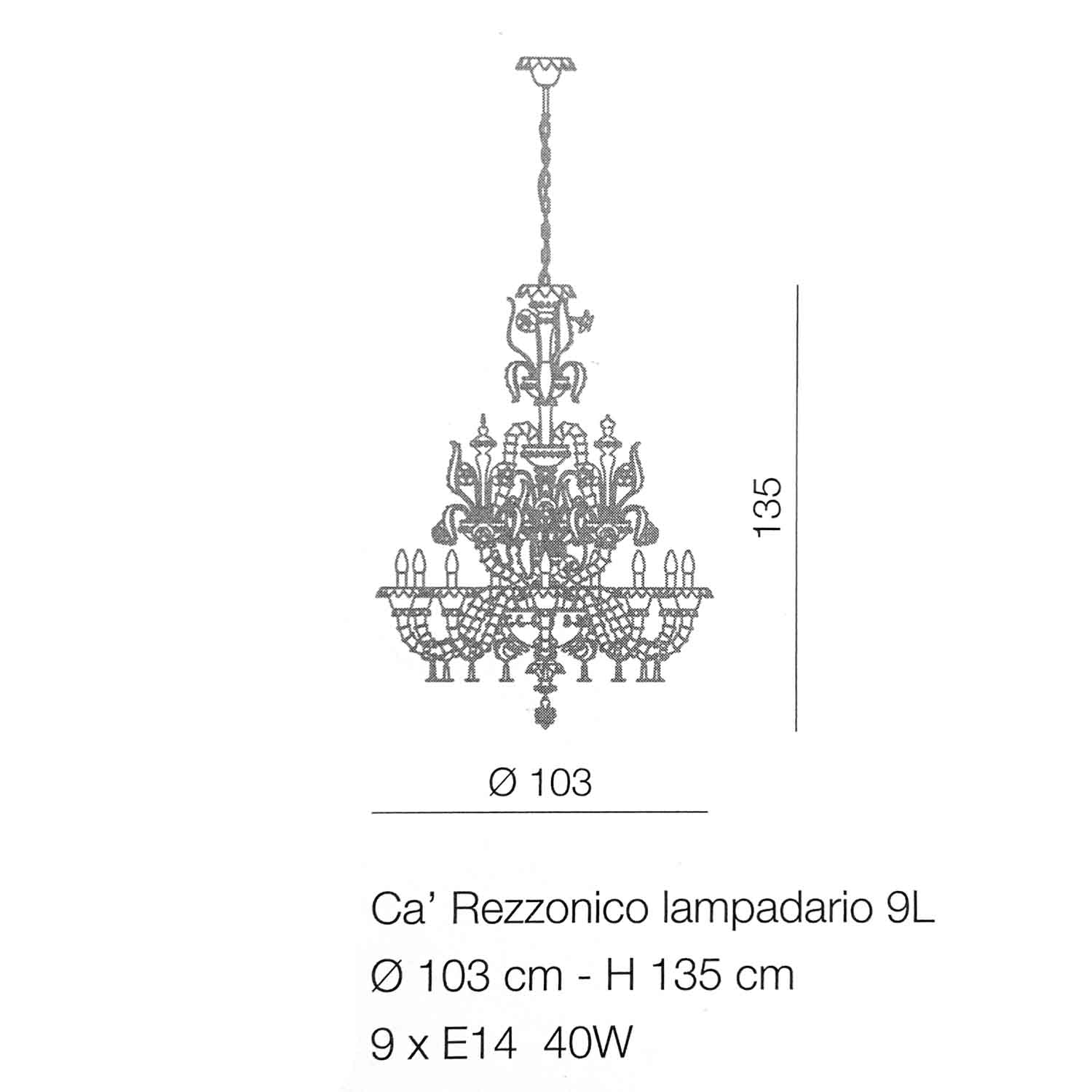 Lampadario Rezzonico a 9 luci