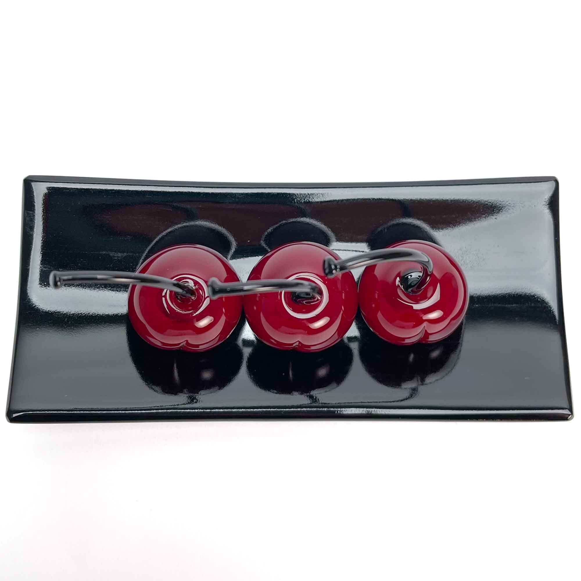 Set 3 Medium Cherries with Rectangular Plate "Love and Elegance" - Murano Glass