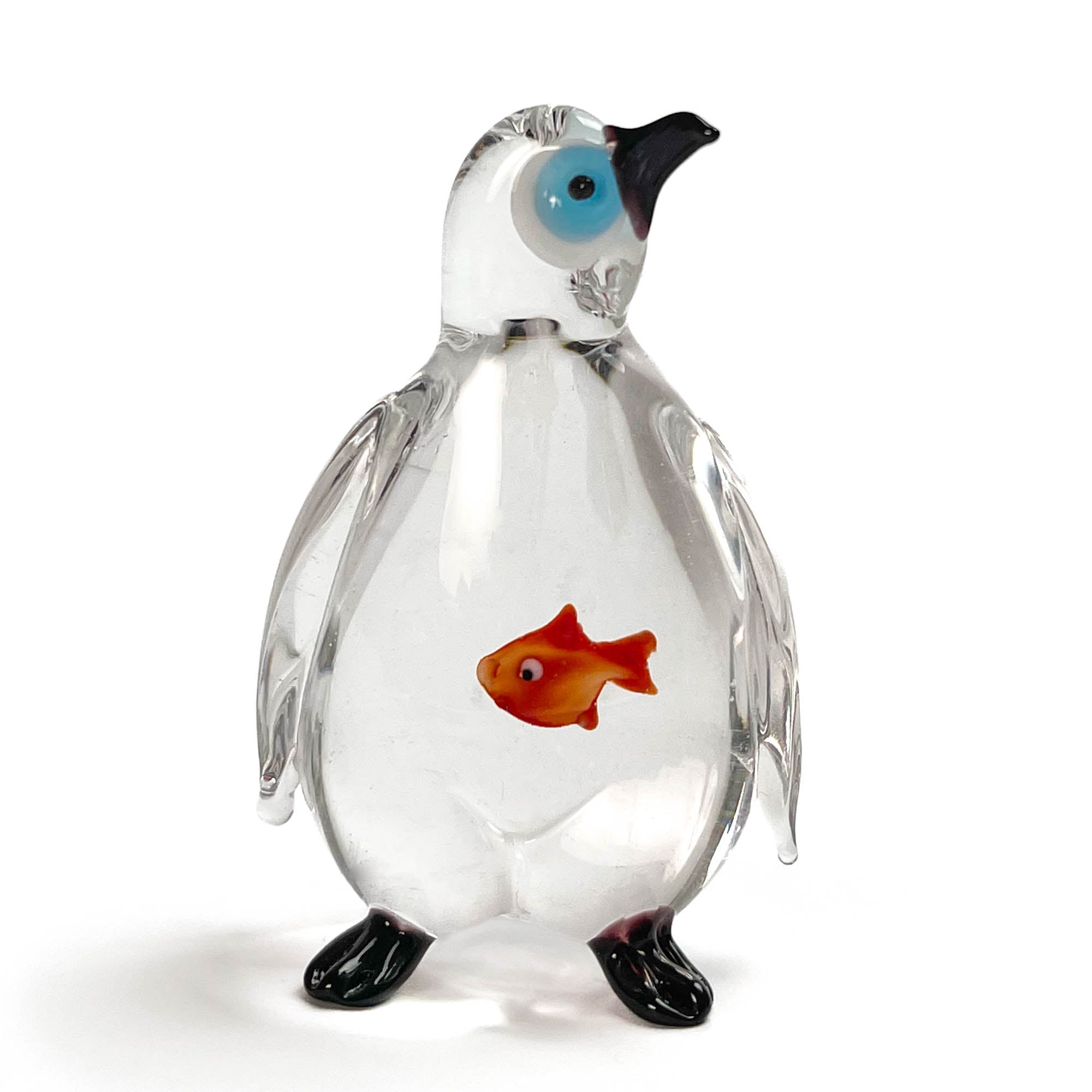 Penguin swallowing a fish - Murano Glass