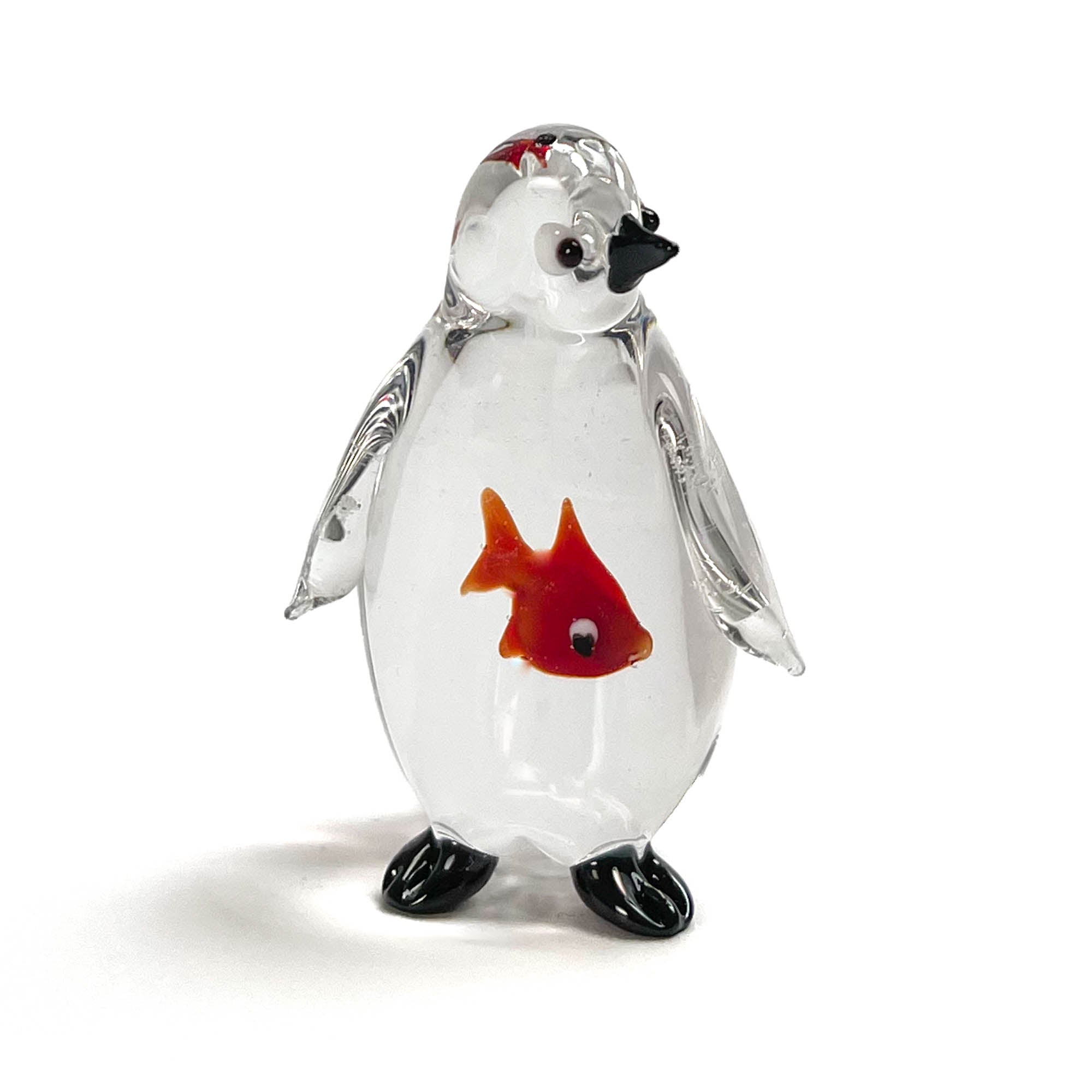 Penguin swallowing a fish - Murano Glass