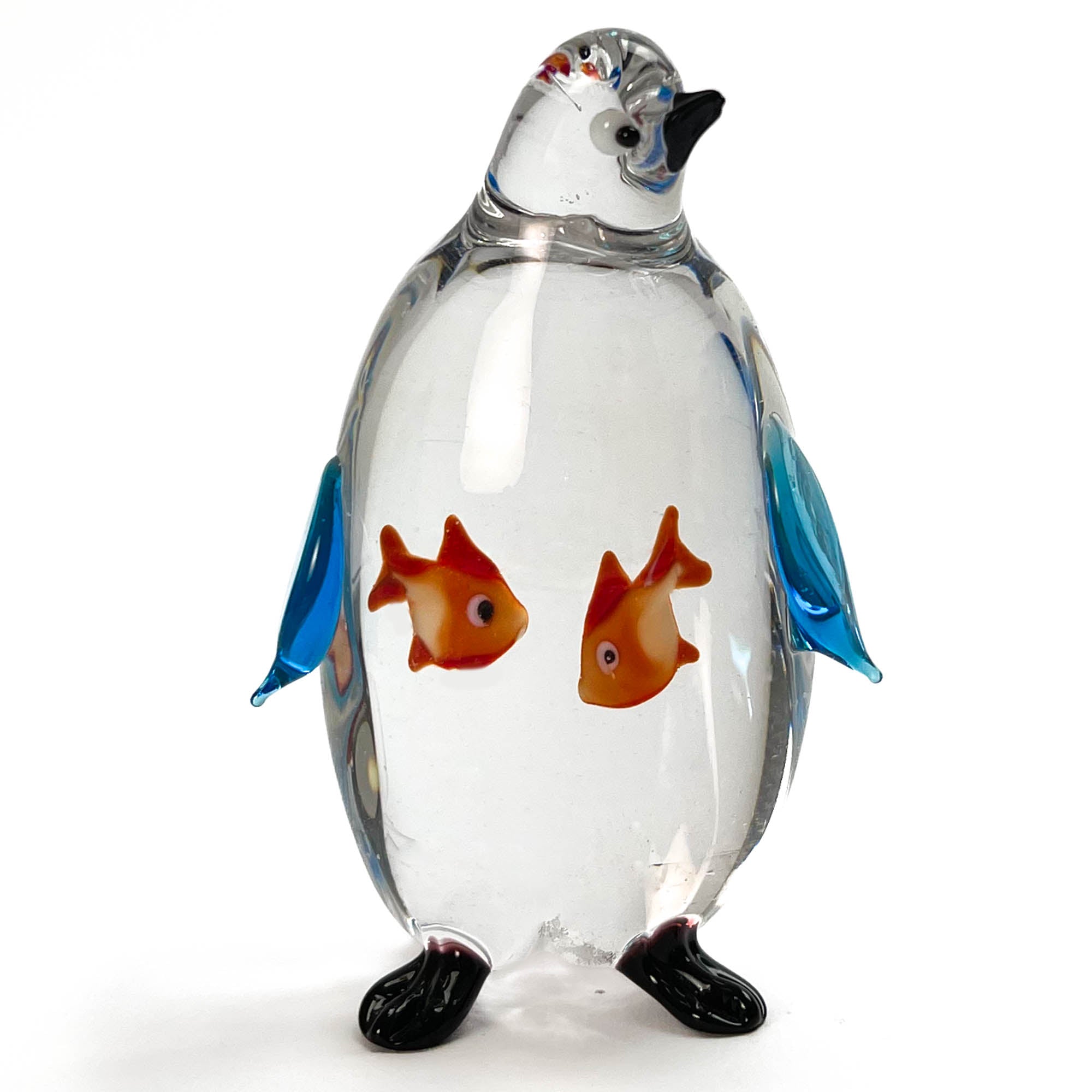 Penguin swallowing a fish - Murano Glass