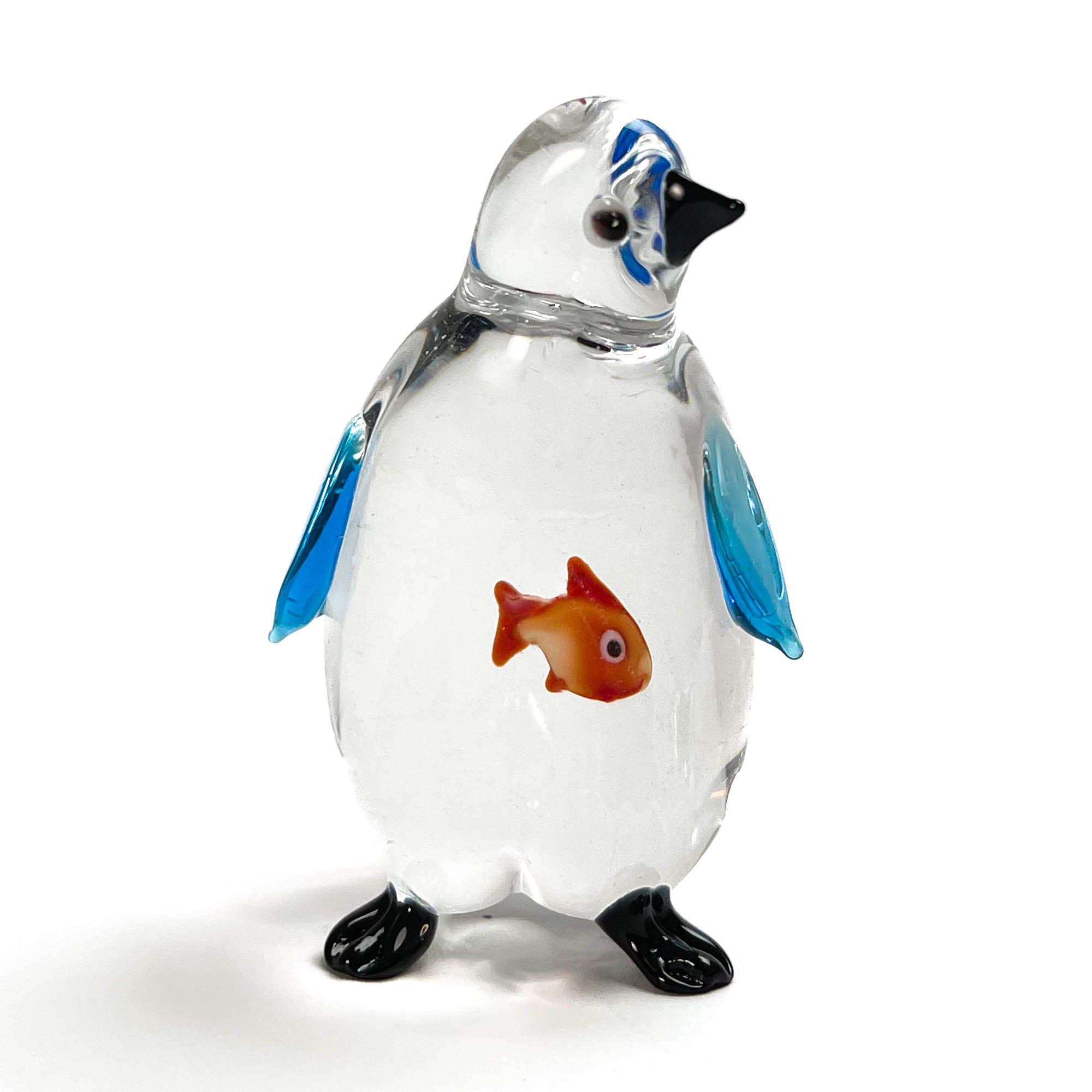 Penguin swallowing a fish - Murano Glass