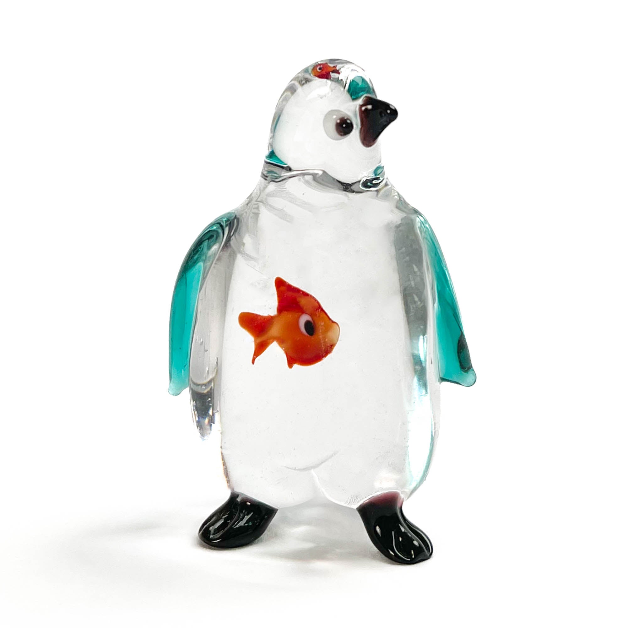 Penguin swallowing a fish - Murano Glass