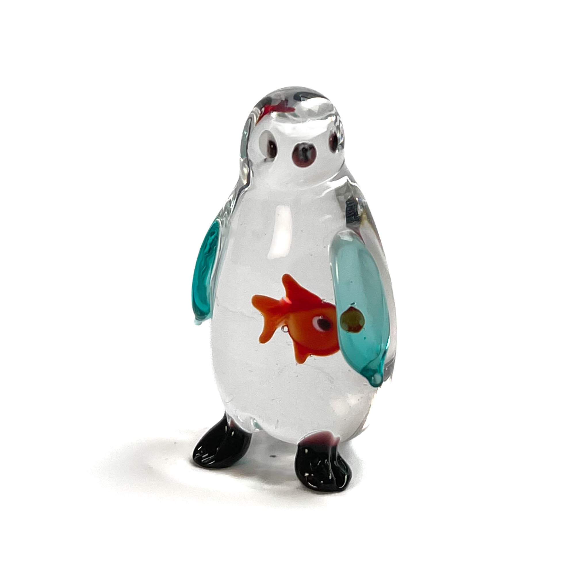 Penguin swallowing a fish - Murano Glass