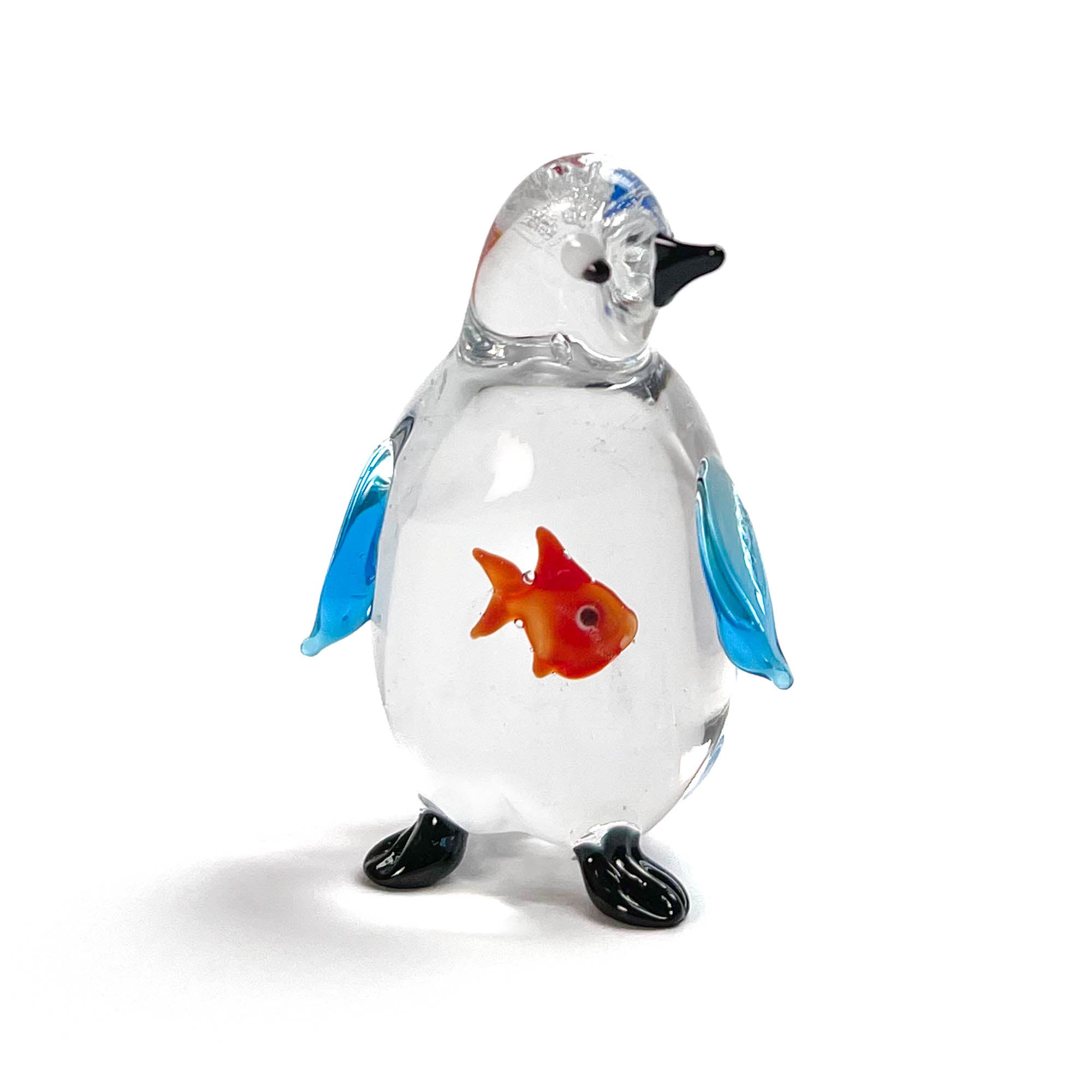 Penguin swallowing a fish - Murano Glass