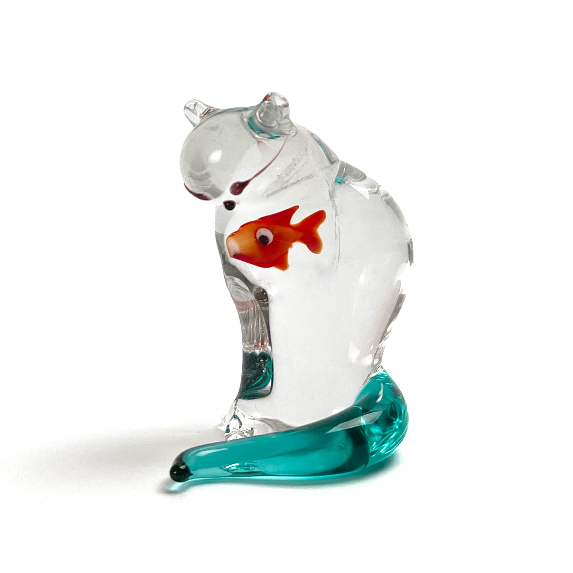 Cat swallowing a fish - Murano Glass