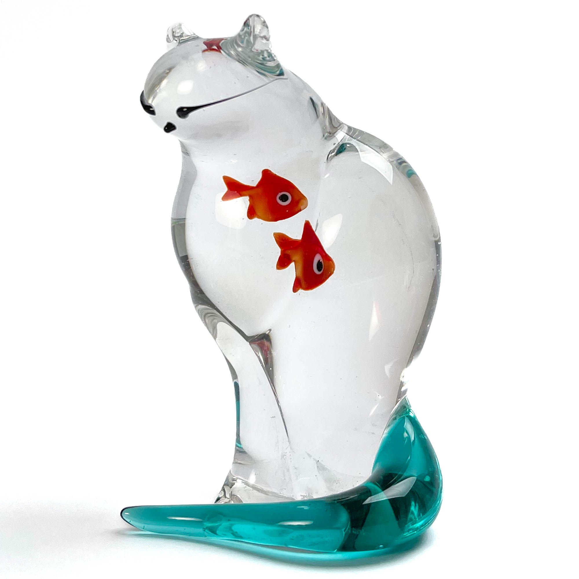 Cat swallowing a fish - Murano Glass