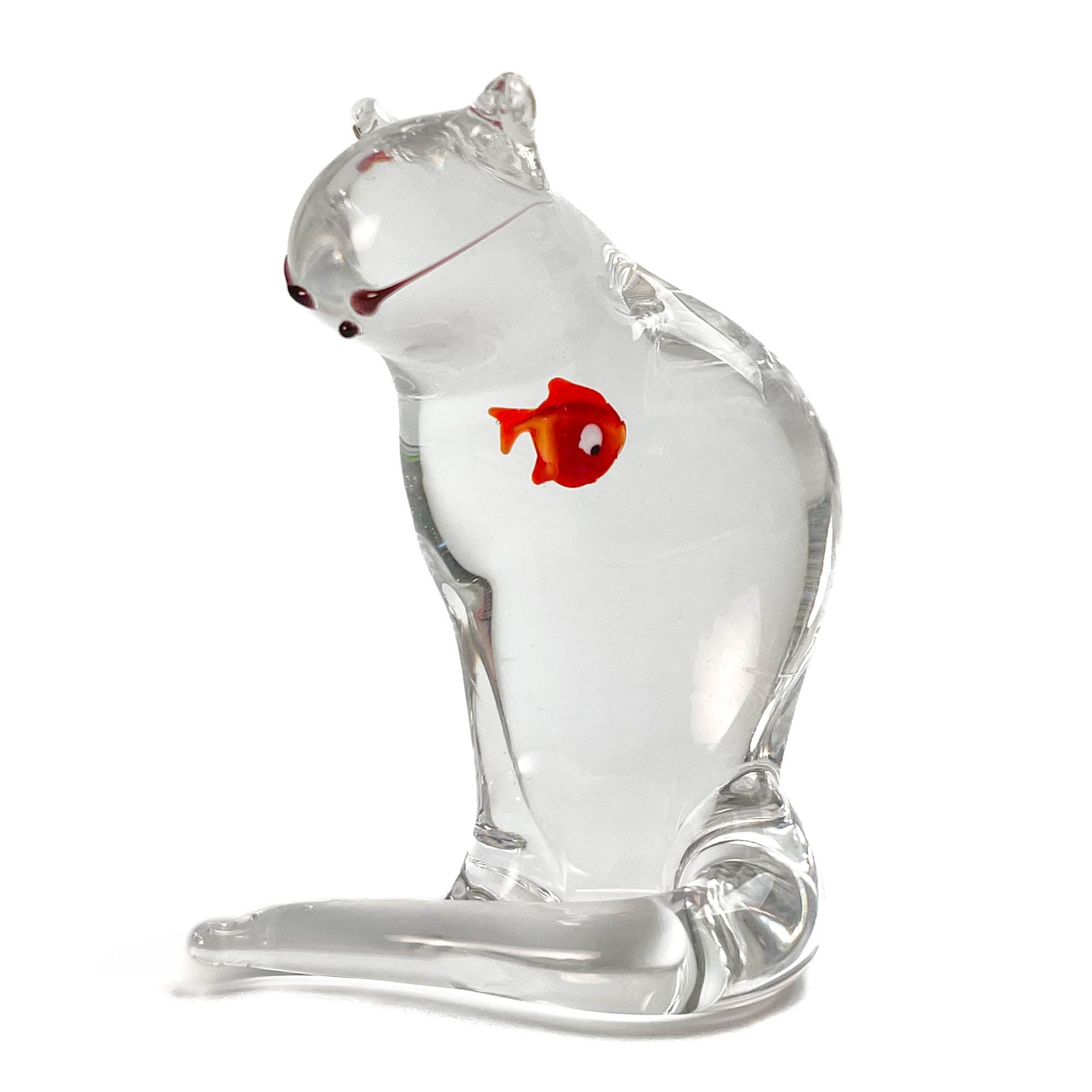 Cat swallowing a fish - Murano Glass