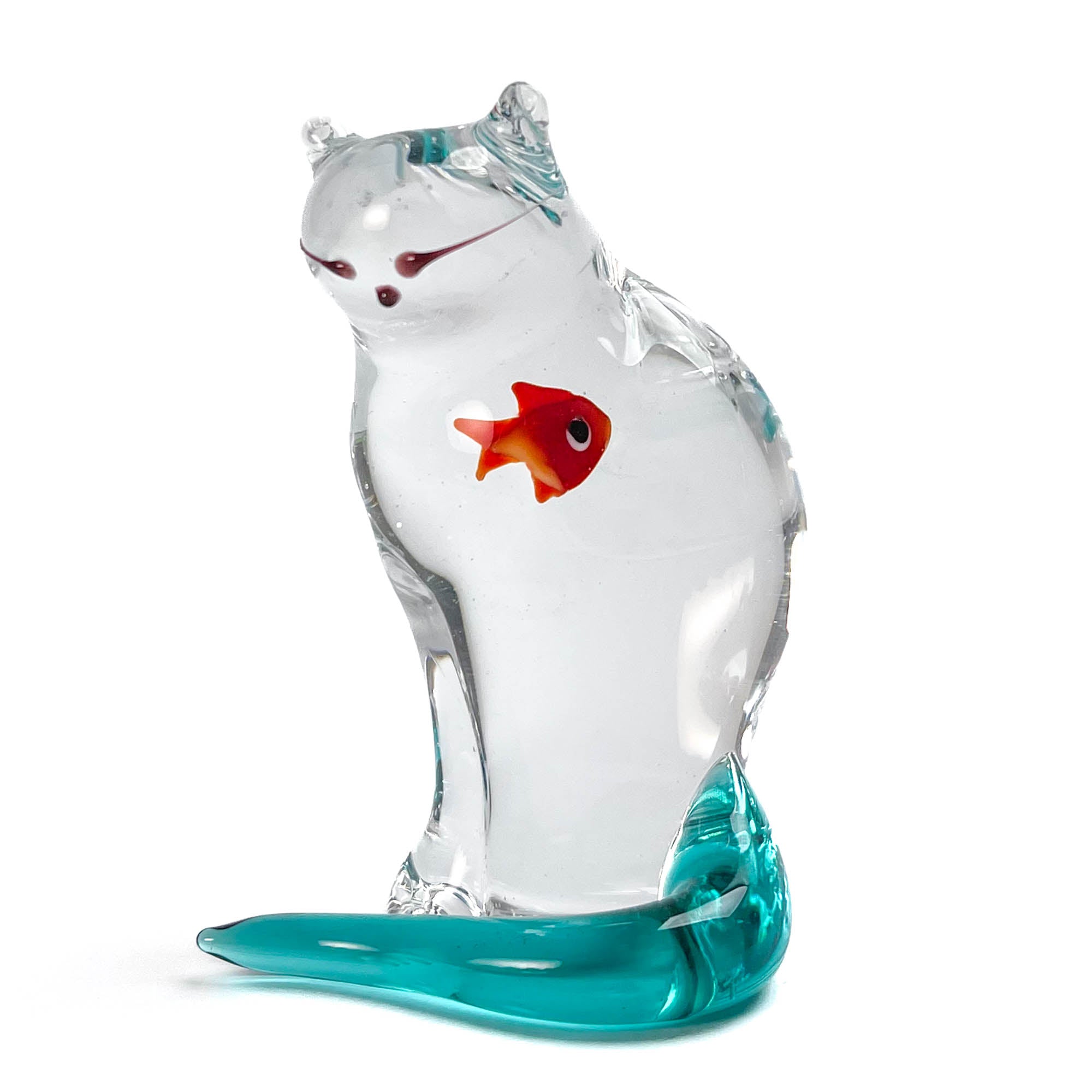 Cat swallowing a fish - Murano Glass