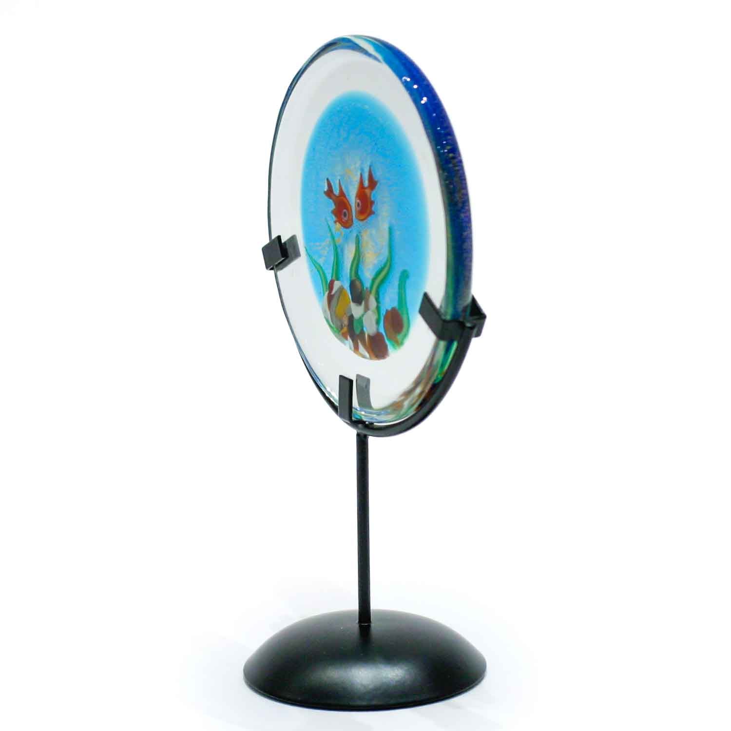 Aquarium disc on metal stand miniature - medium size