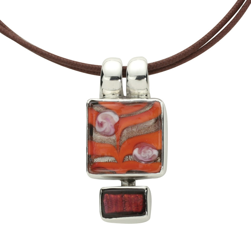 Venice Forever - Collier avec Deux perles en verre de Murano - orange