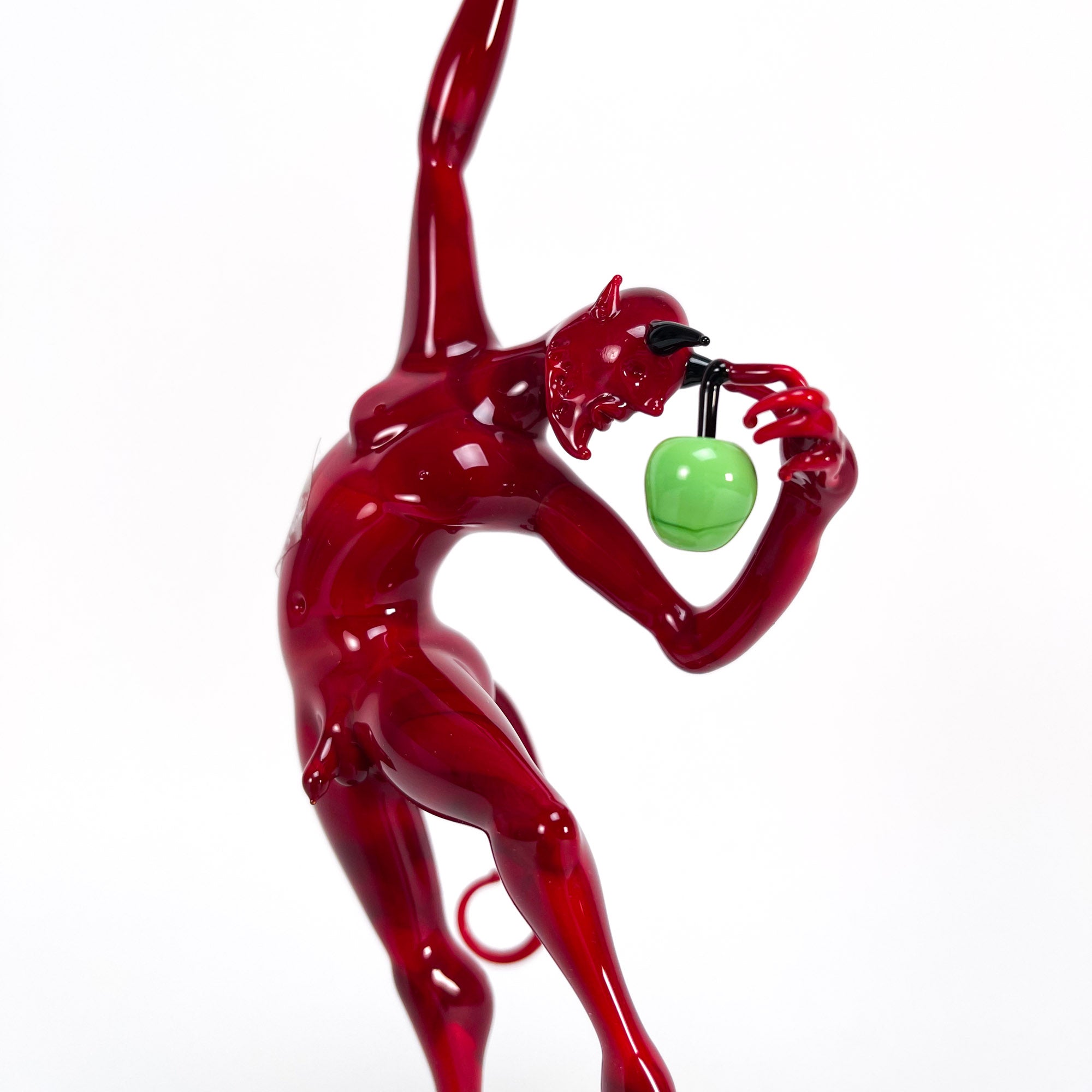 Red devil with apple - Murano Glass