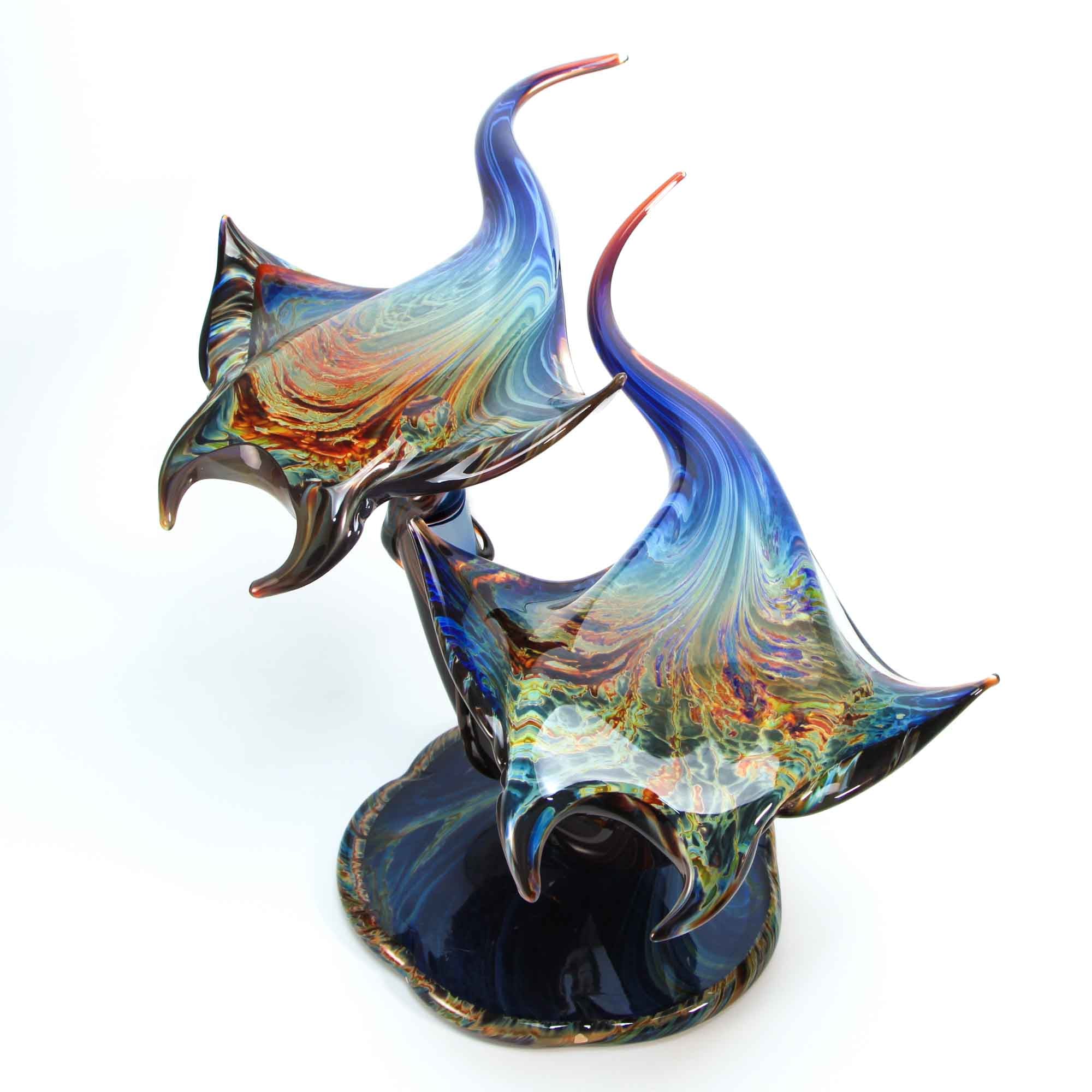 Deux raies manta en verre de Murano | Verre de Murano authentique