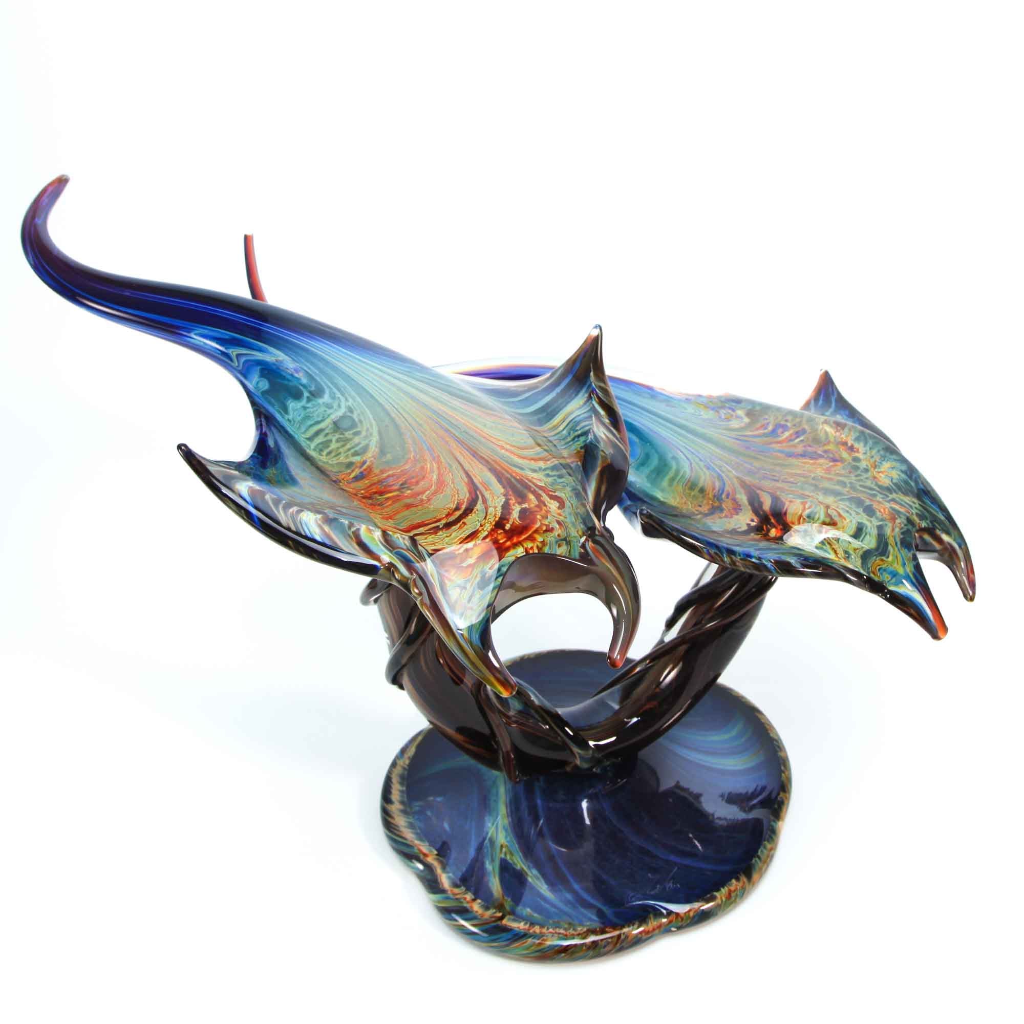 Deux raies manta en verre de Murano | Verre de Murano authentique