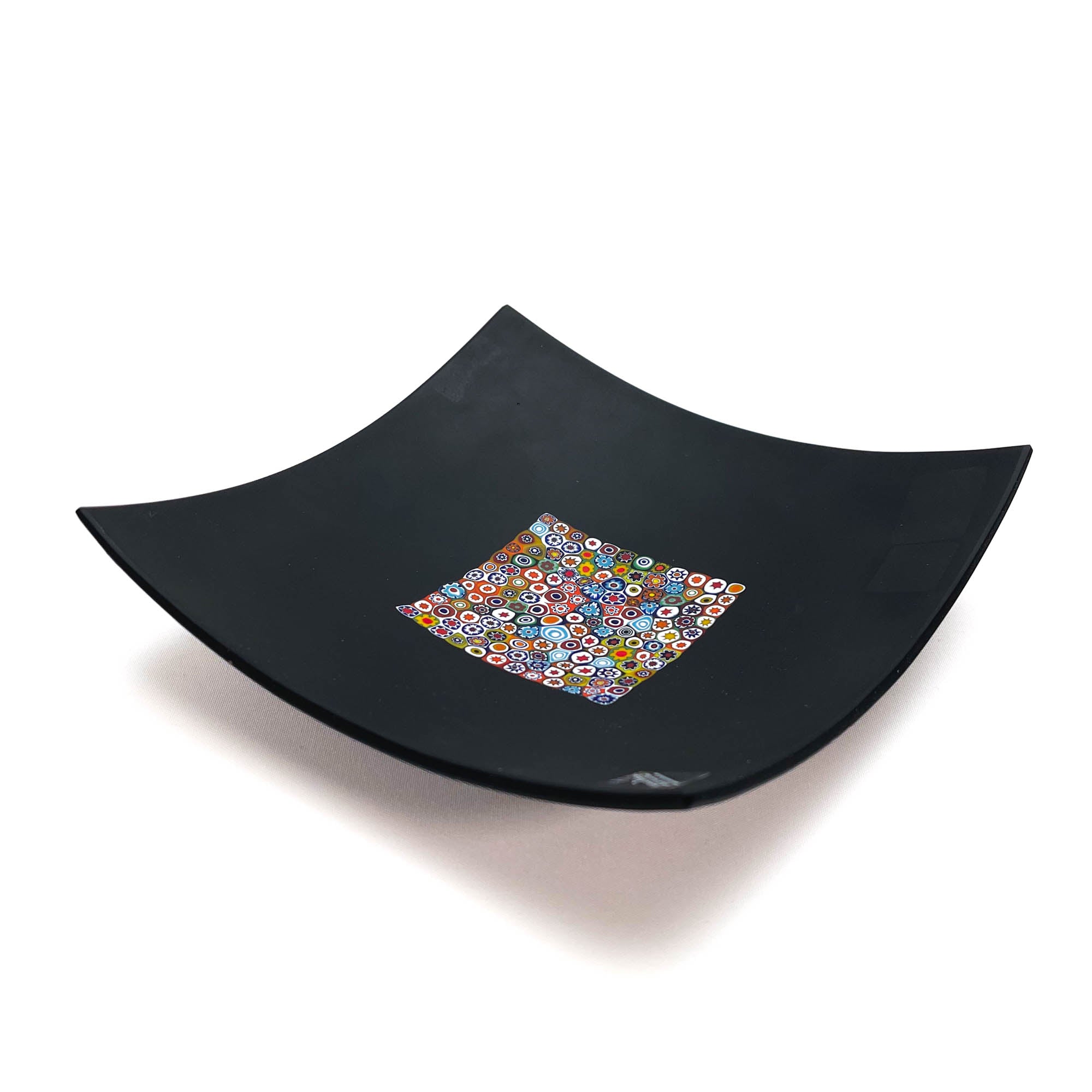 Black and Millefiori Plate - Square 17