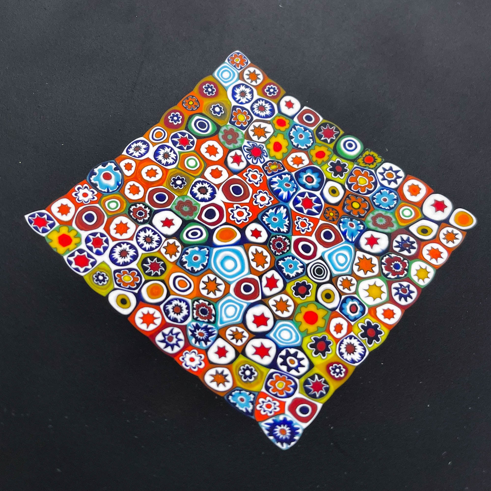 Black and Millefiori Plate - Square 17