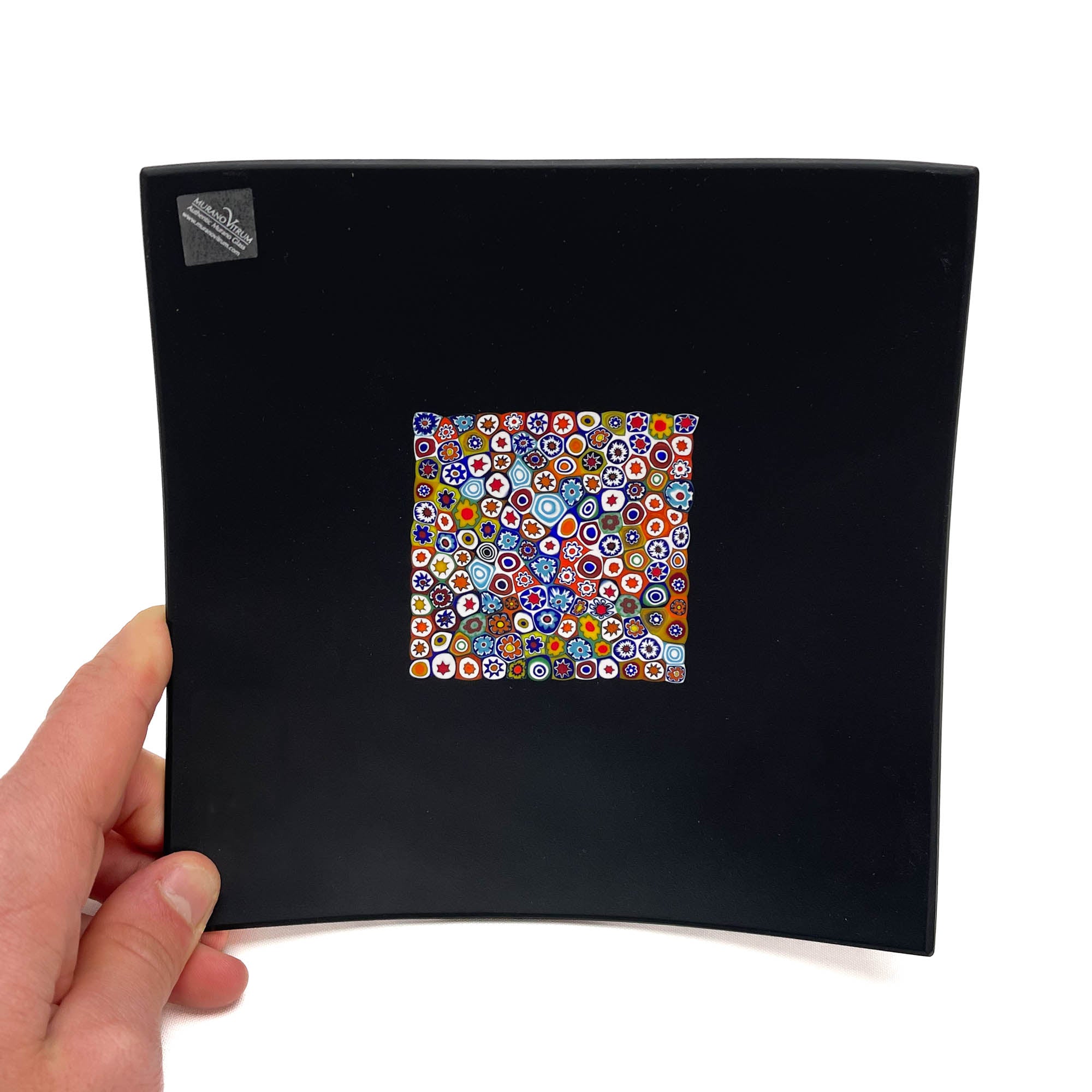 Black and Millefiori Plate - Square 17