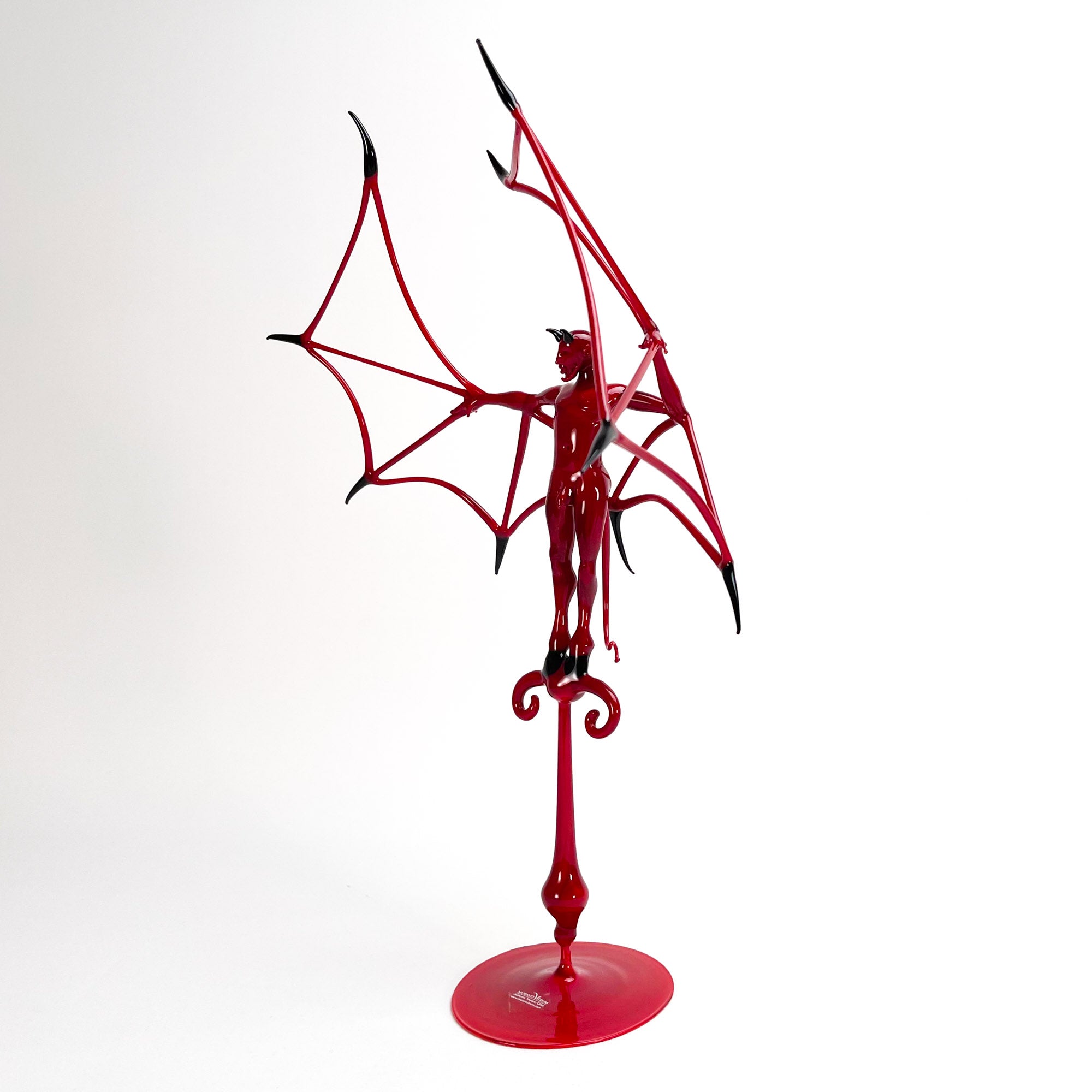 Diable volant rouge dans le stand - Verre de Murano