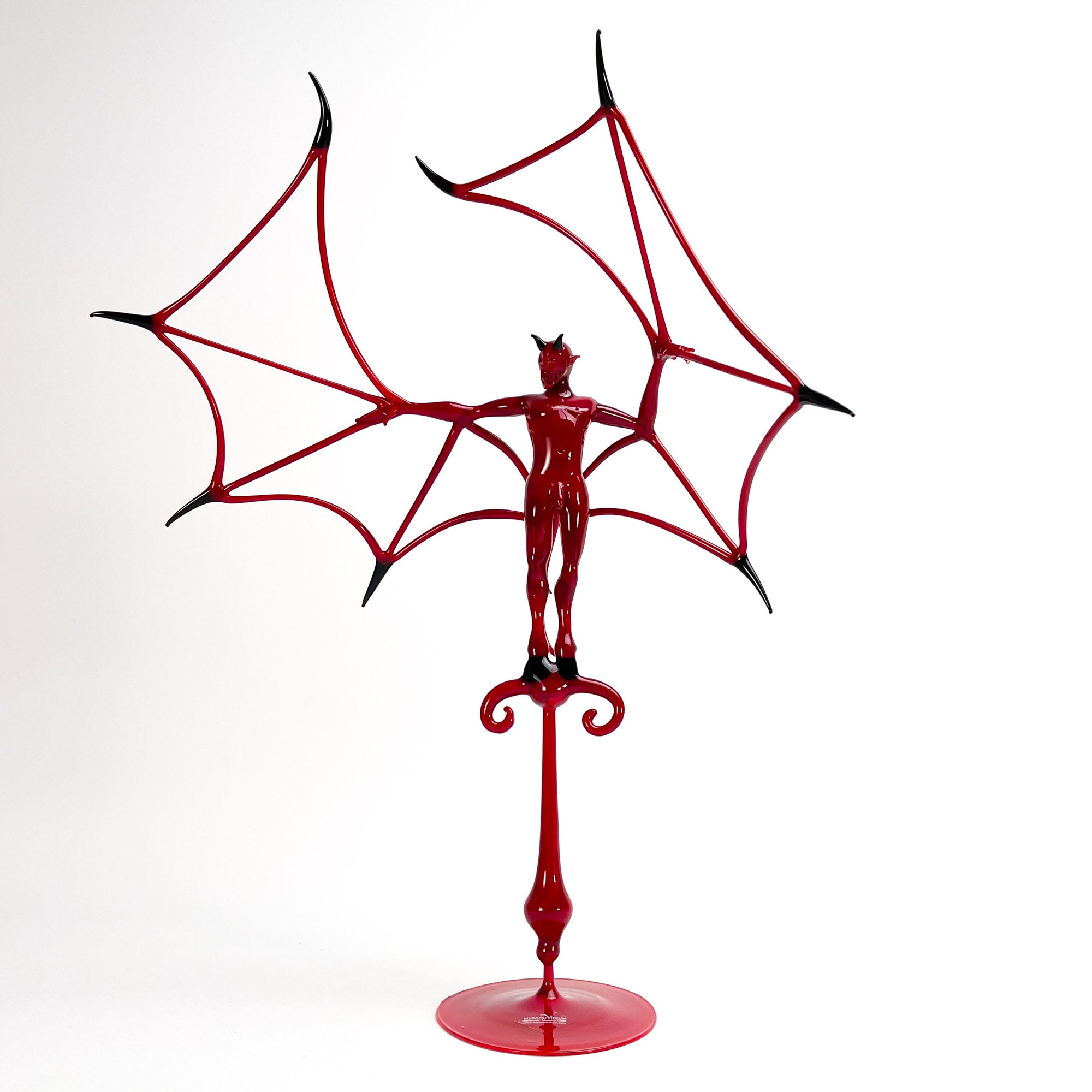 Diable volant rouge dans le stand - Verre de Murano