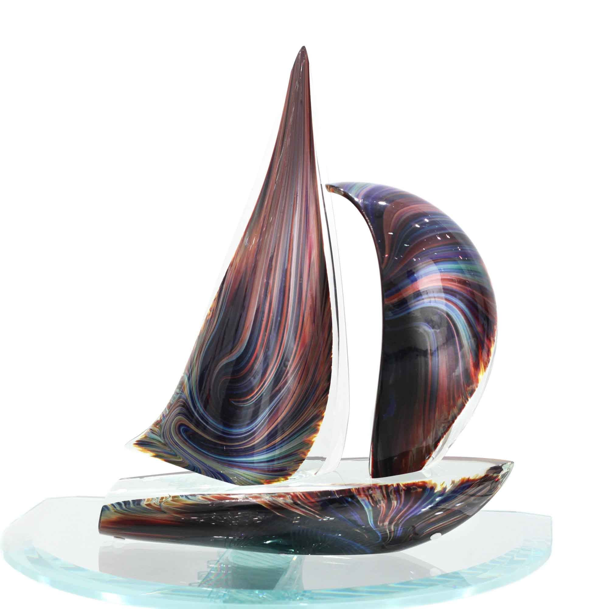 Chalcedony Sailboat Chalcedony - Murano Glass