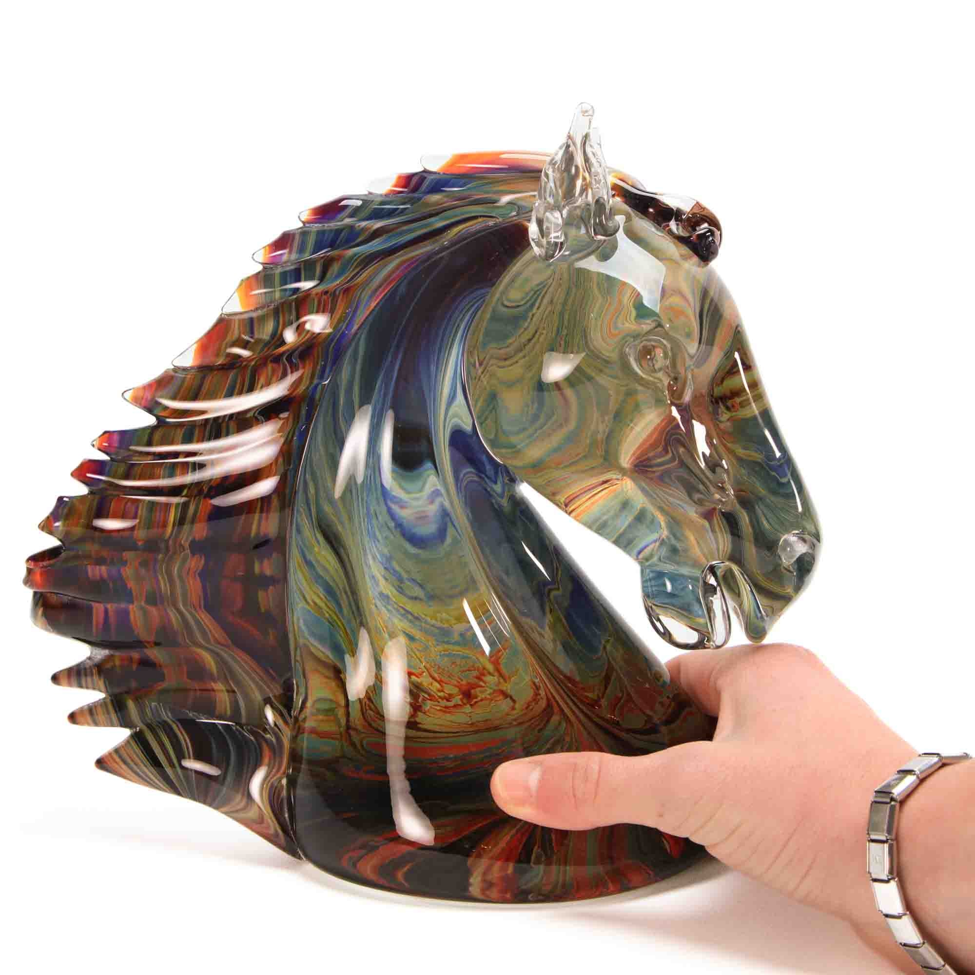 Sculptures & Figurines - Objects of Art glass - Various Collections: Horse  head - Sculpture in chalcedony - Original Murano glass Omg