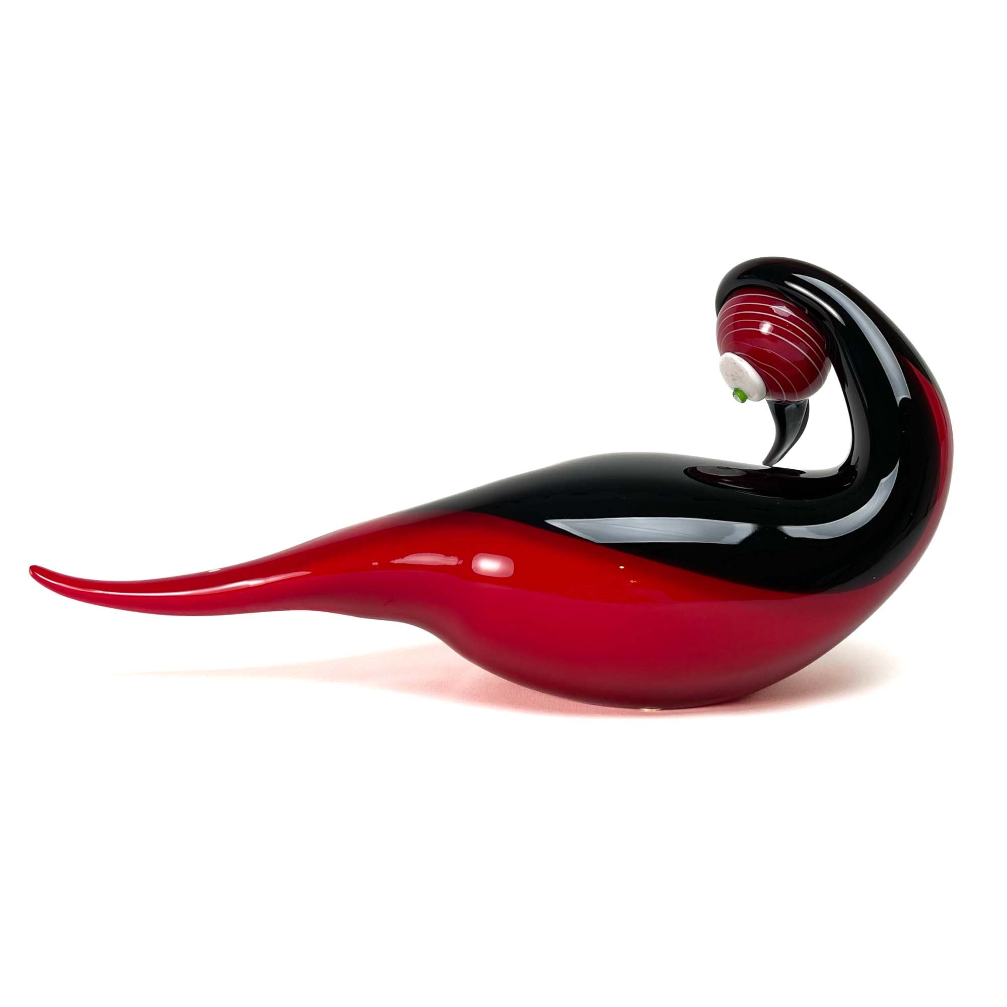 Blown Duck Black and Red - Murano Glass