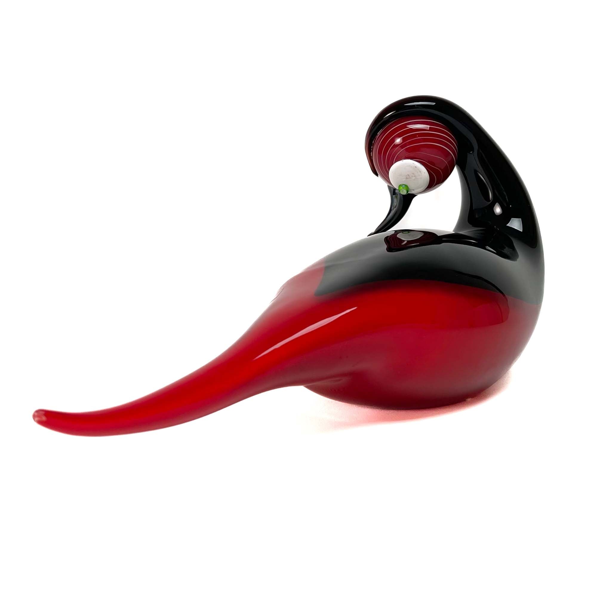 Blown Duck Black and Red - Murano Glass