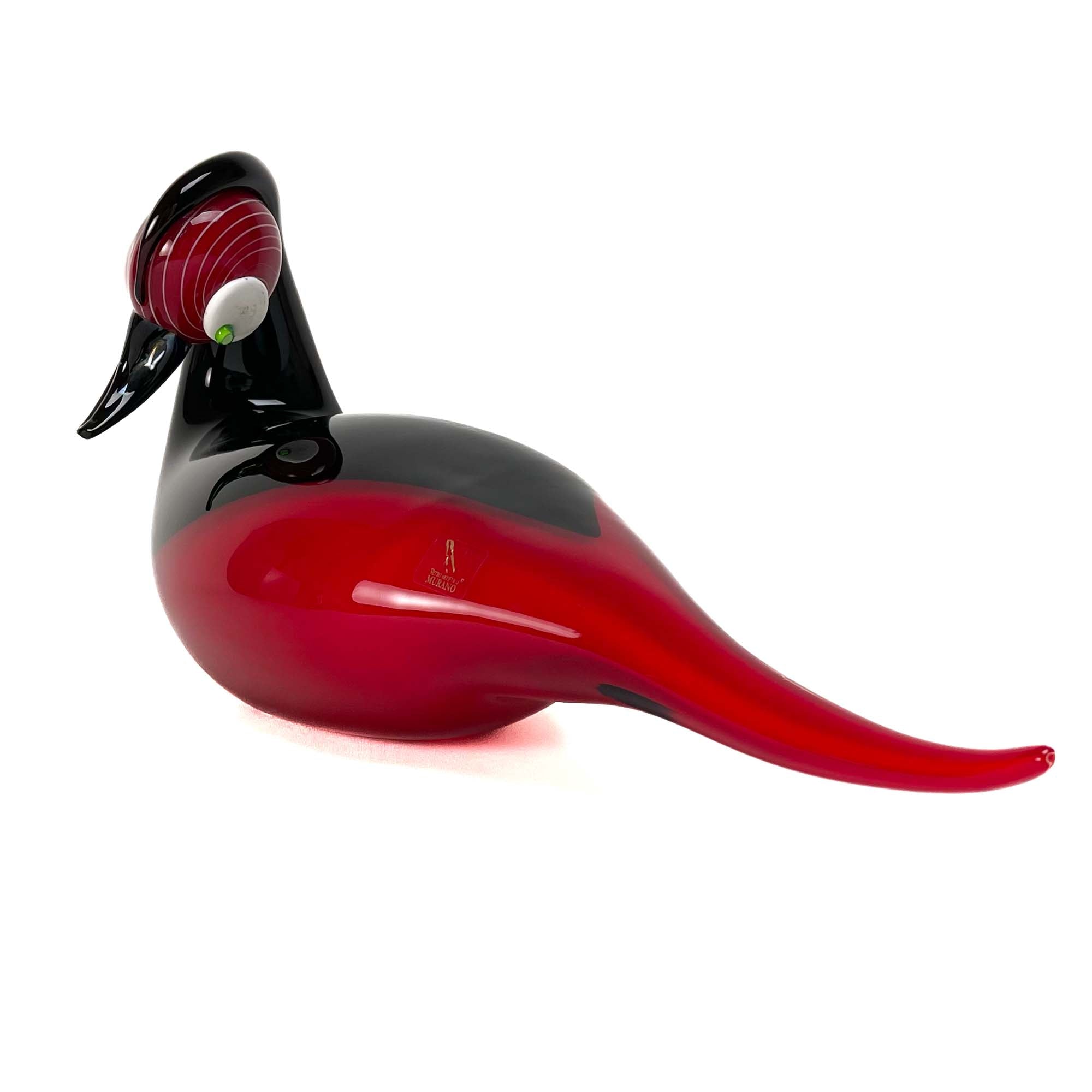 Blown Duck Black and Red - Murano Glass